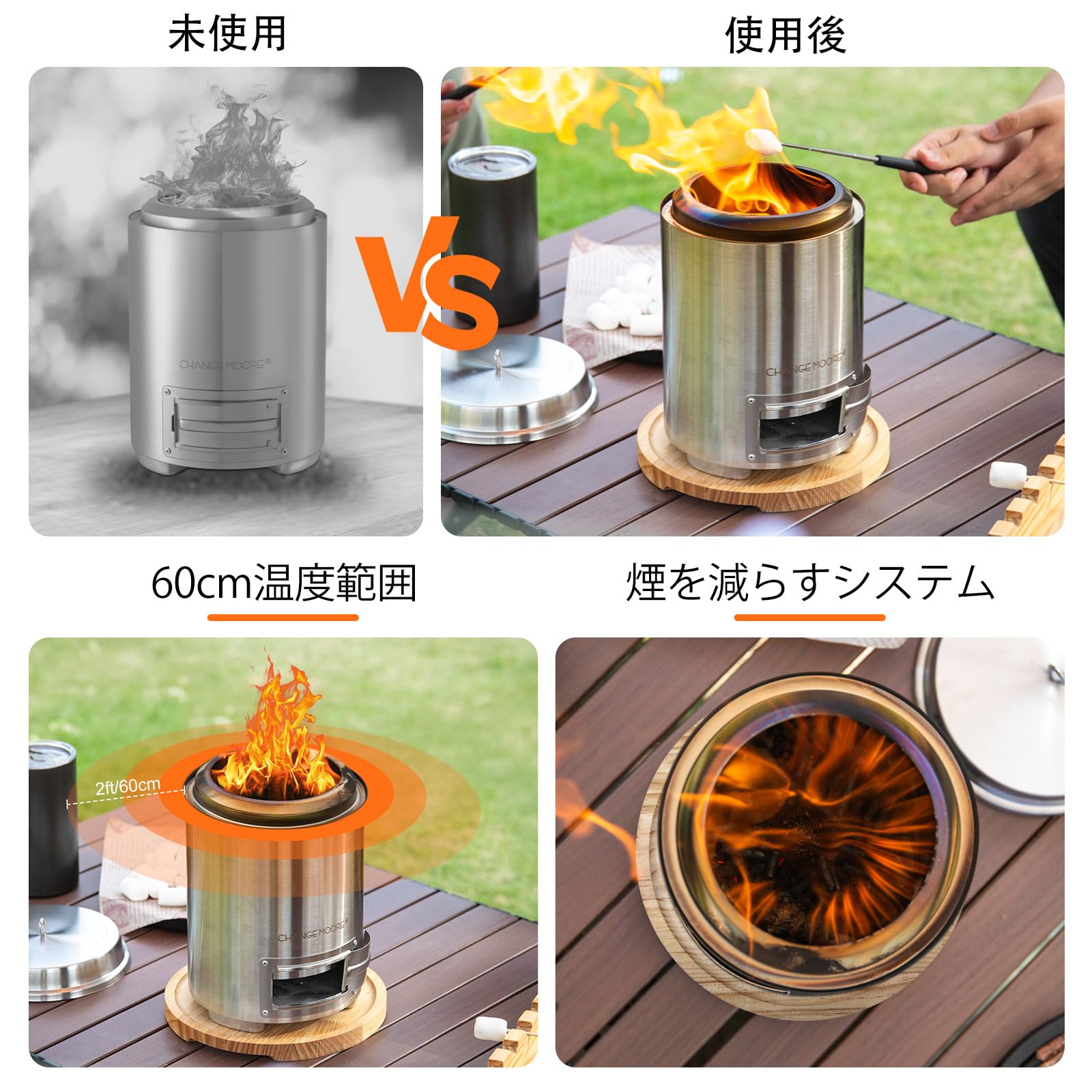 新品 フレイムストーブ ウッドストーブセット 【二次燃焼効果】 Amazon | CHANGE MOORE フレイムストーブ ウッドストーブセット 【二次