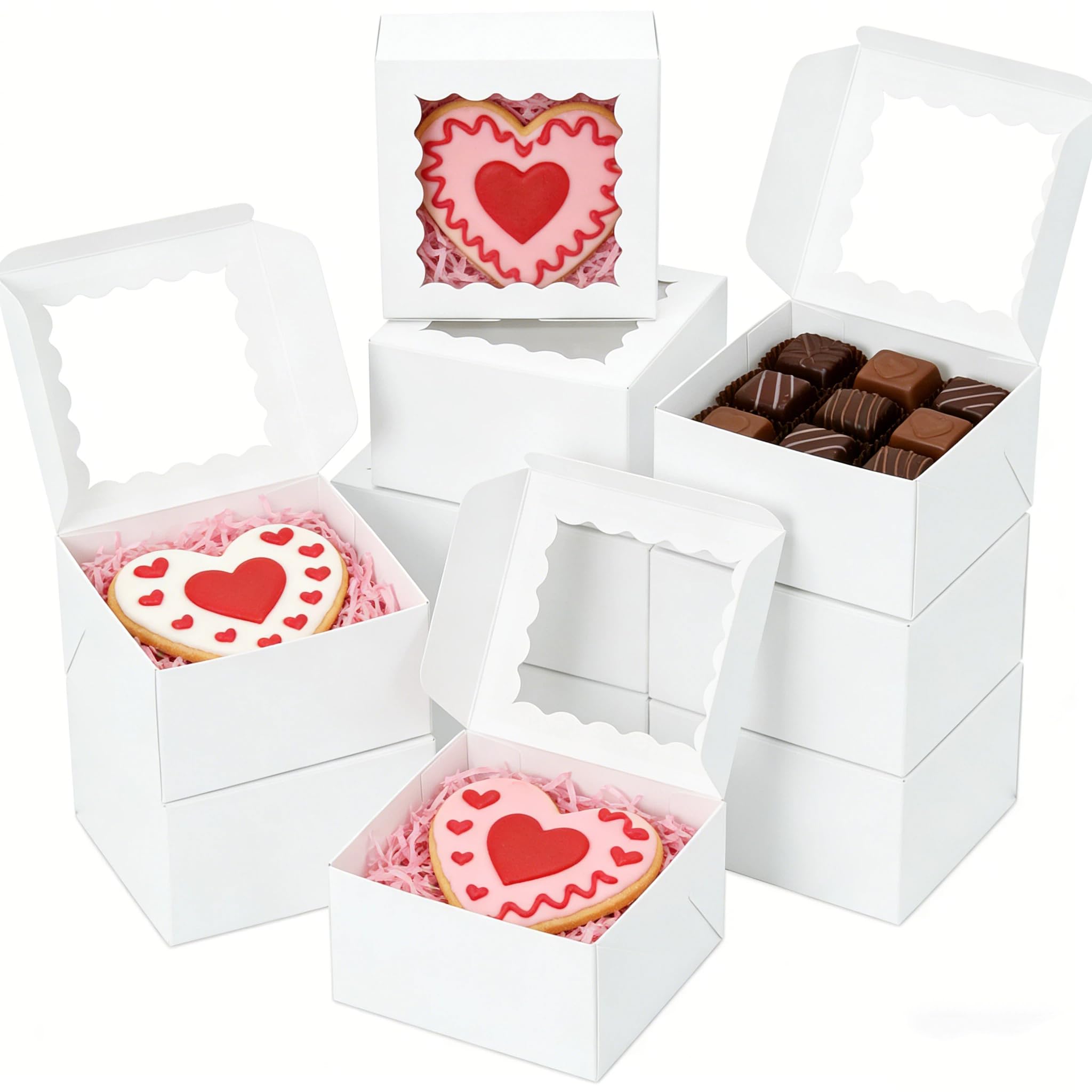 Amazon.com: XINHPKGG 50pcs Cookie Boxes 4x4x2.5 Inch Bakery Boxes