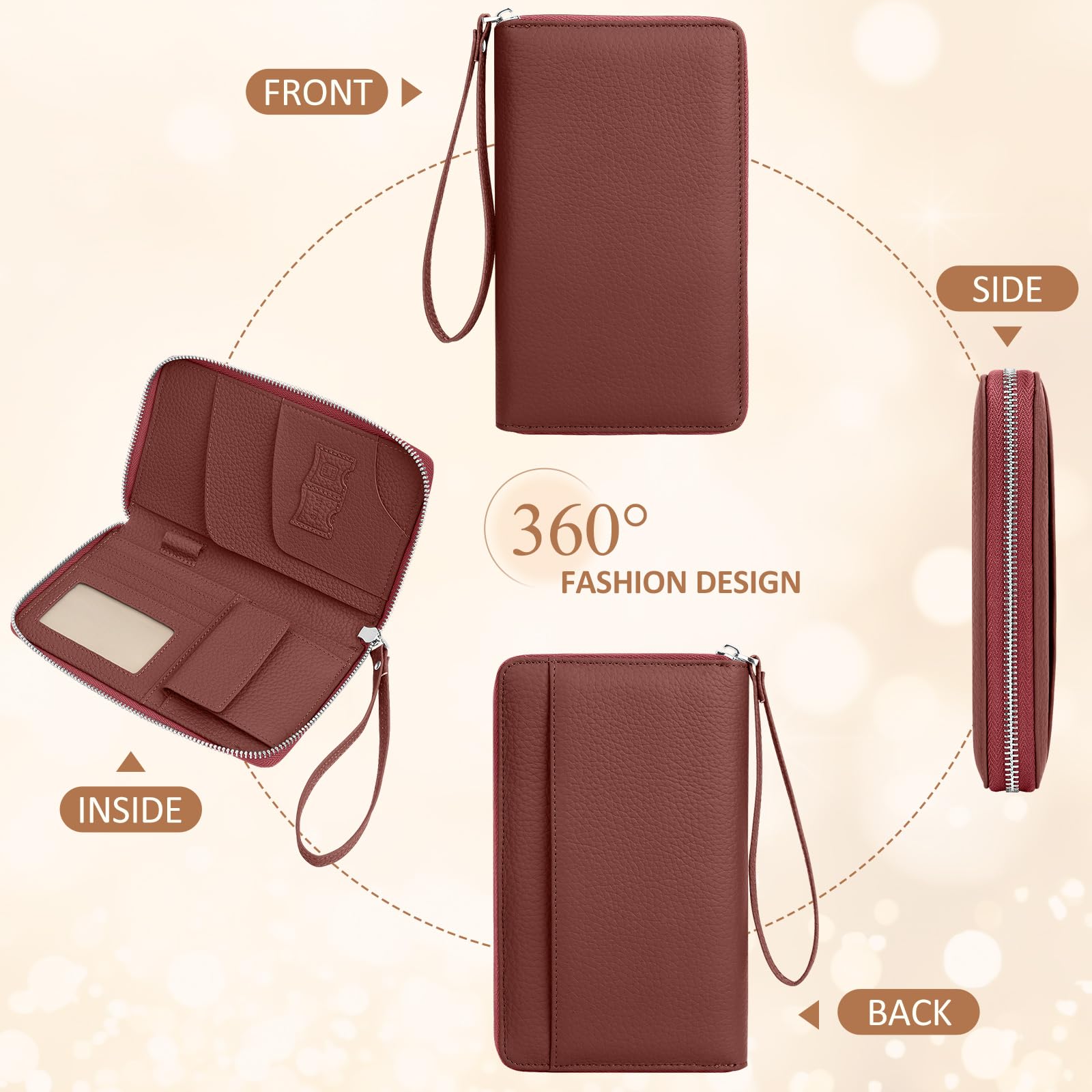 Porta Passaporto Da Viaggio Passport Holder Rfid Custodia Passaporto Impermeabile Pu Passport Holder Family Porta Documenti Viaggio Per Passaporti, Carte Di Credito, ID Carte. Rosso mattone