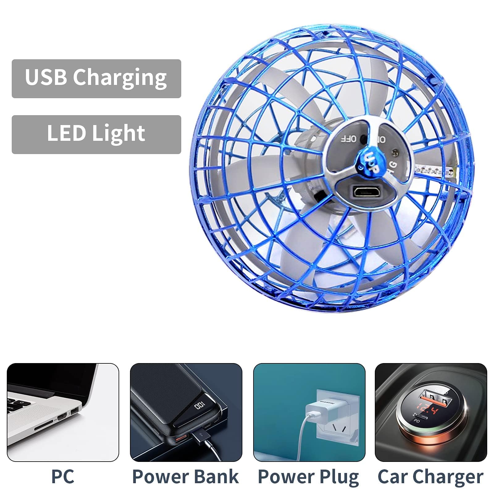 OBEST Palla Volante,Mini Drone Palla Volante Magica UFO-Ball Illuminata a LED Rotante a 360°,Boomerang Giroscopico Giocattolo per Adulti per Bambini Interni ed Esterni, Regalo di Compleanno