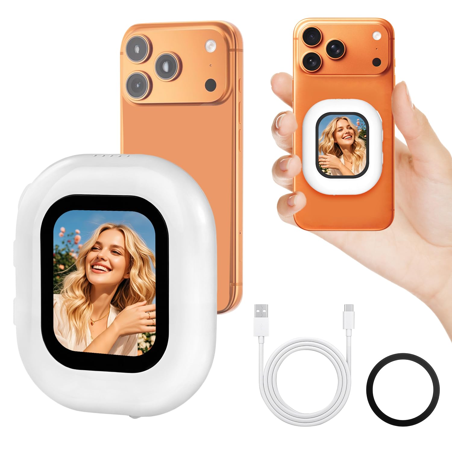 RUIZHI Handy Selfie Monitor, Magnetischer Smartphone Rückkamera Magnetisch Vlog Bildschirm für iPhone & Android für TikTok YouTube Livestream Smartphone-Vlog-Selfie-Monitor-Bildschirm