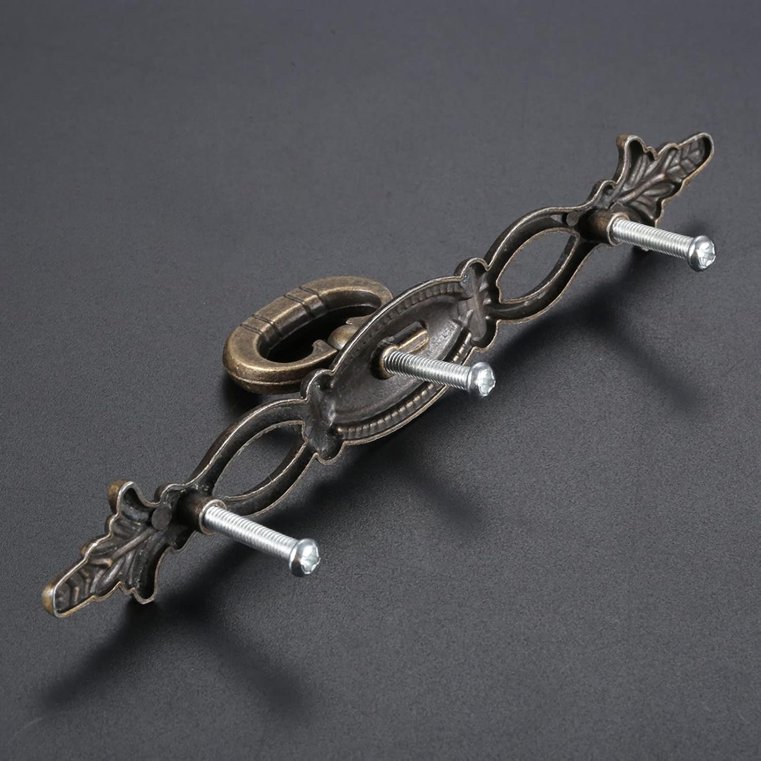 dophee 2Pcs Vintage Style Pulls Handles, Antique Bronze Hollow Decor Cabinet Knobs for Furniture Drawer Dresser Closet Wardrobe Cupboard with Screw, 6.30"x0.87"x1.34"