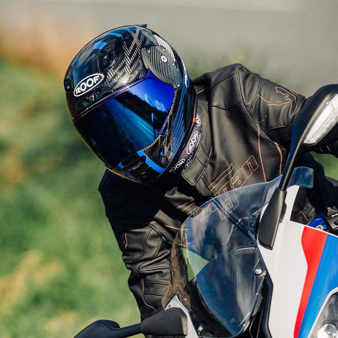ROOF RO200 Carbon Casco Moto Integrale In Fibra Di Carbonio - Colore Speeder Blu - Il Casco Più Leggero Del Mondo - Prezzo Di Fabbrica - 4 Anni Di Garanzia