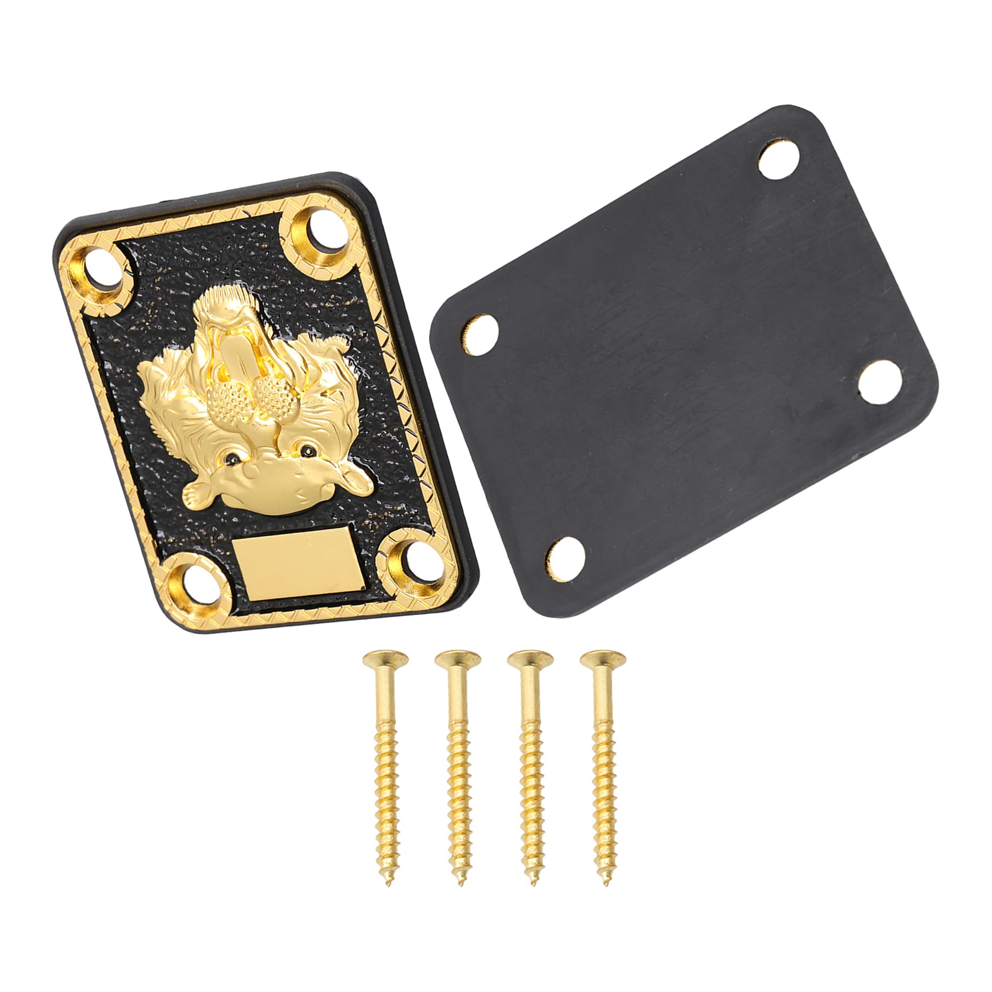 Yibuy Zinc Alloy Neck Plate for Guitars Gold and Black 2.5