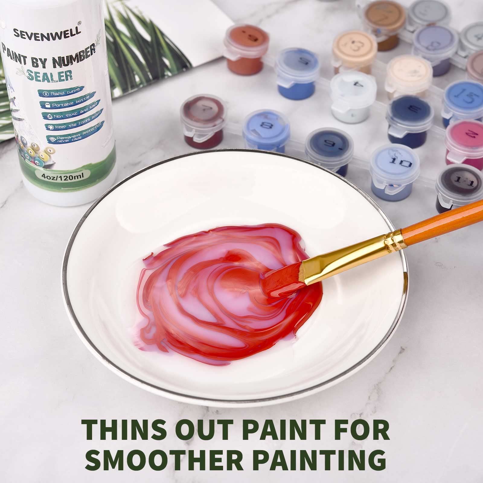 SEVENWELL Gloss Varnish for Acrylic Painting, Paint by Numbers Sealer, Acrylic Clear Coat, High Finish Non-Yellowing Anti-Crazing for Air Dry Clay Glaze