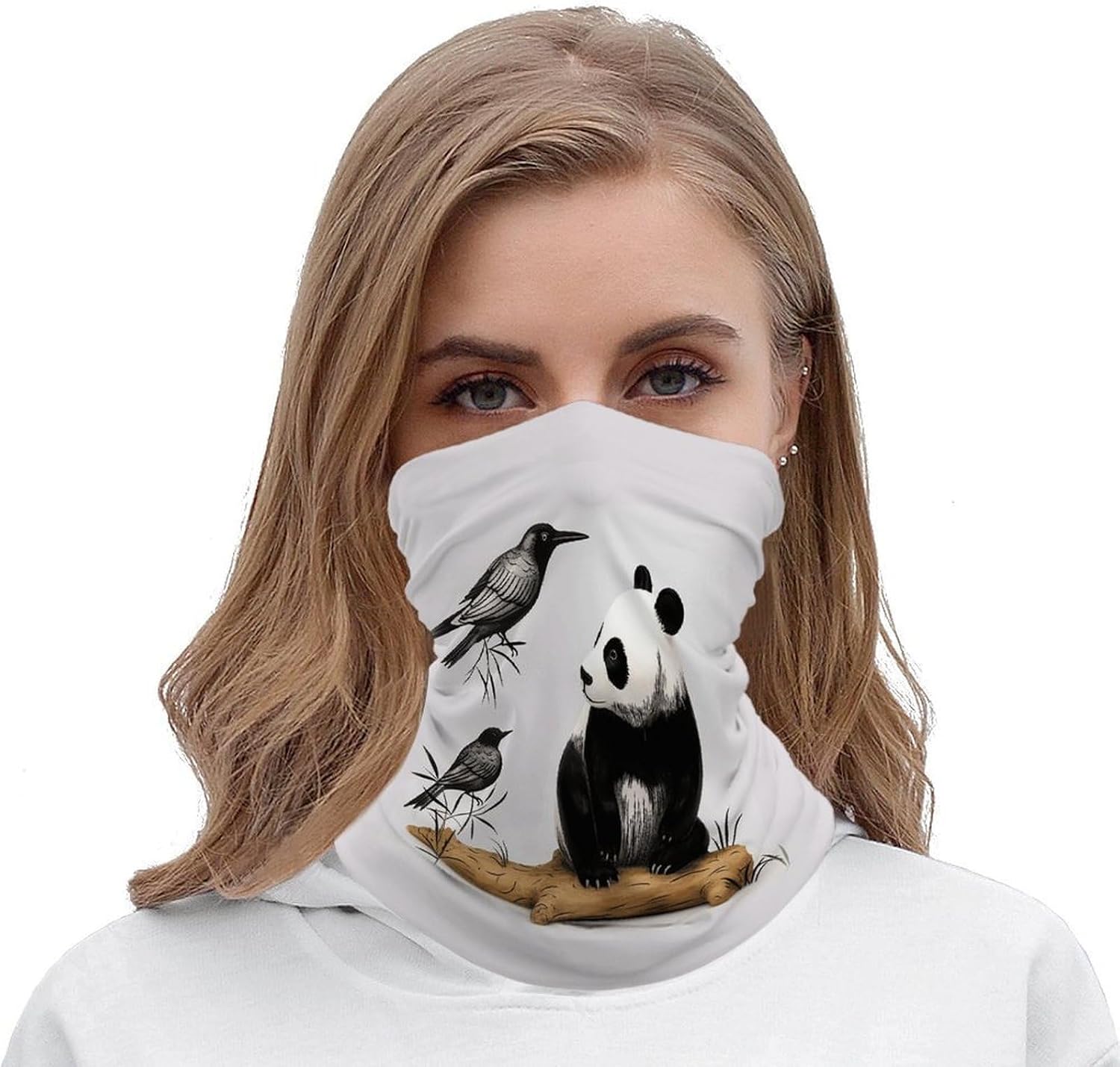 Bird Cedar Panda Neck Gaiter Bandana Windproof Breathable Face Mask Cover Face Cover Cold Weather Gator Scarf Winter Neck Warmer Gaiter Half Balaclava Scarf Mask for Men Women