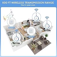 Vista 6 de Botón de alerta de localizador de cuidadores para el hogar, campana de alerta de vida para monitoreo de ancianos, botón de emergencia inalámbrico