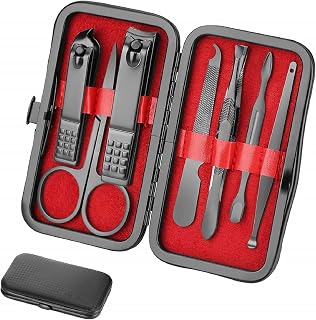 Aceoce 7-Piece Professional Manicure Pedicure Set - Stainless Steel Nail Clippers Grooming Kit with Travel Case for Men Women