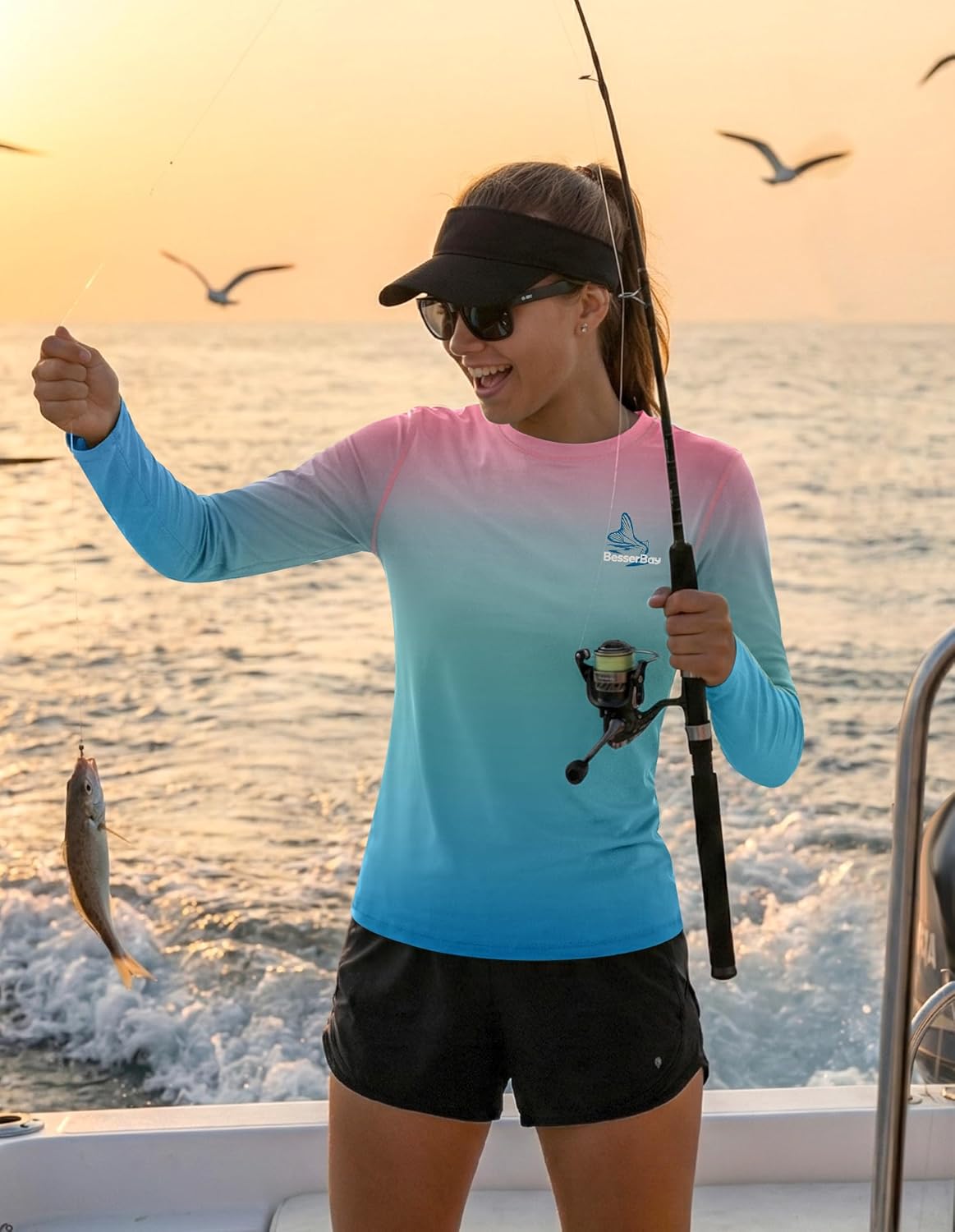 BesserBay Women's Rash Guard UPF 50+ Long Sleeve Sun Protection UV Shirts for Hiking Swimming Fishing