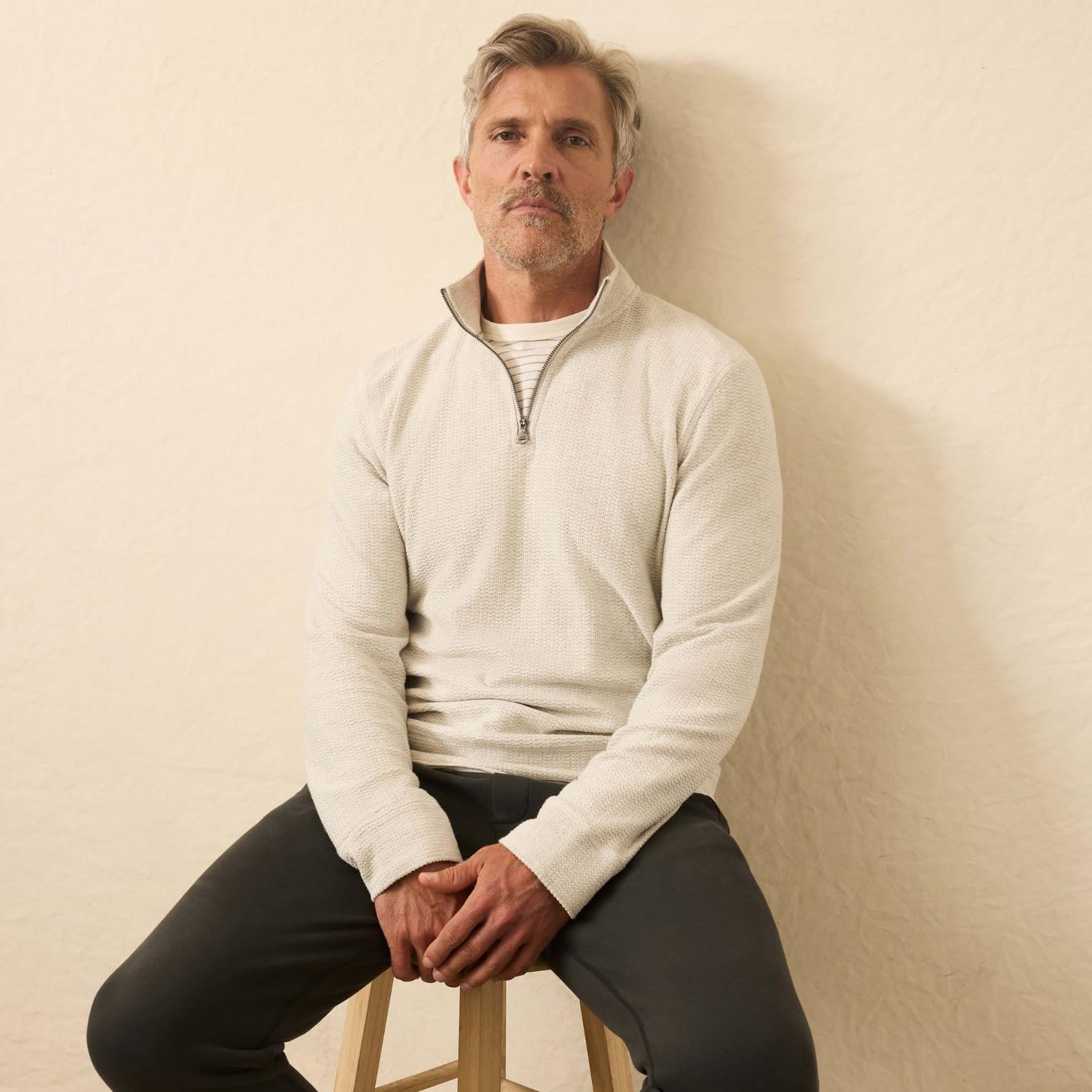 Faherty Men's Textured Knit Quarter Zip