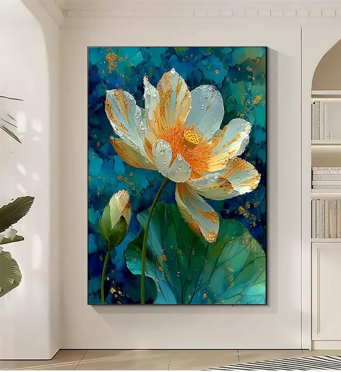 Blume Abstrakt Malen Nach Zahlen Erwachsene, Paint by Numbers Adult Anfänger Kreativ Set für, Heimwerk Malen Nach Zahlen Kinder, 3 Pinsel und 36 Acrylfarbe Als, für Deko Wohnzimmer 60 x 80 cm BJHWK73