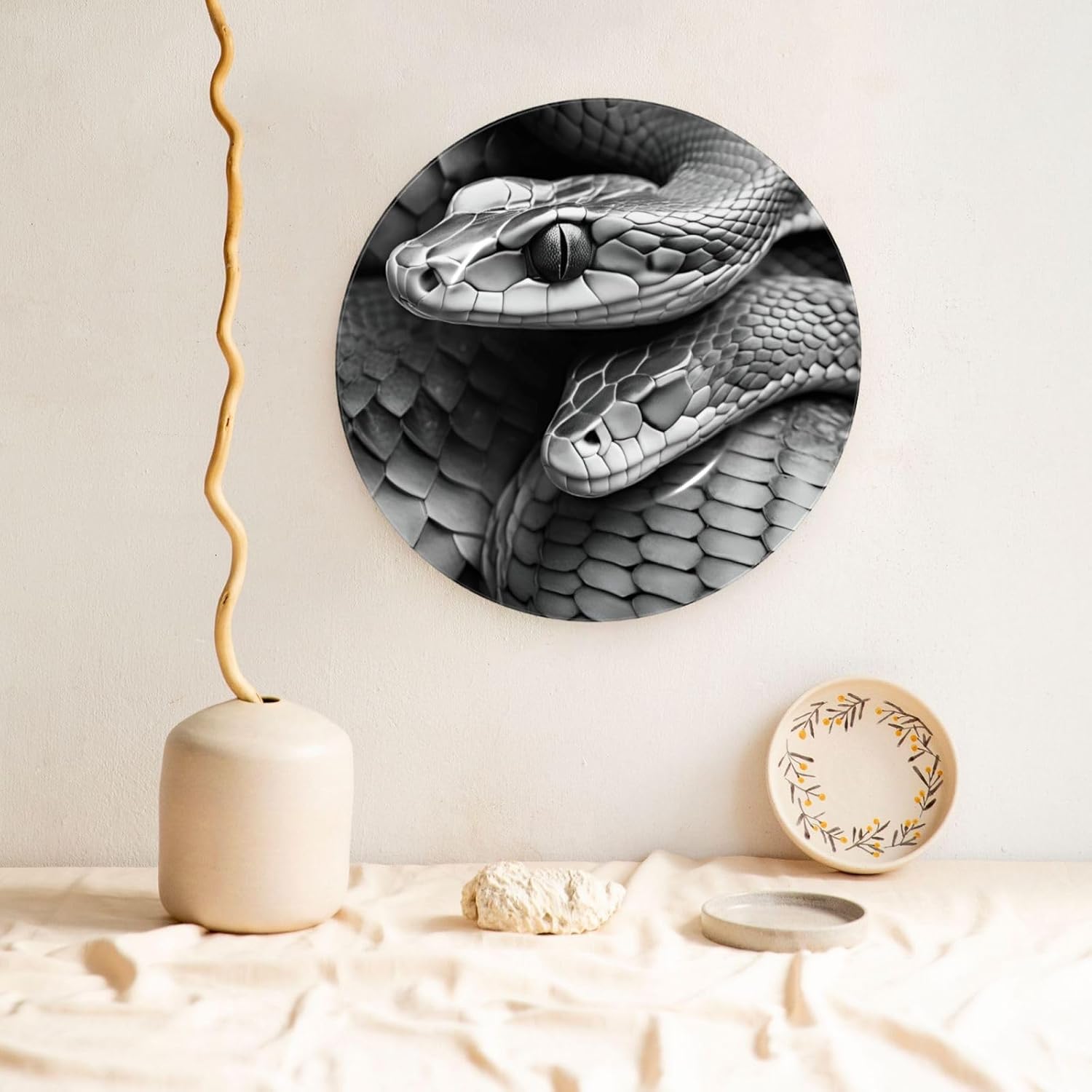 Snake-Scales 10 Inch Decorative Plate With Stand, Elegant Display Wall Plate For Home Decor
