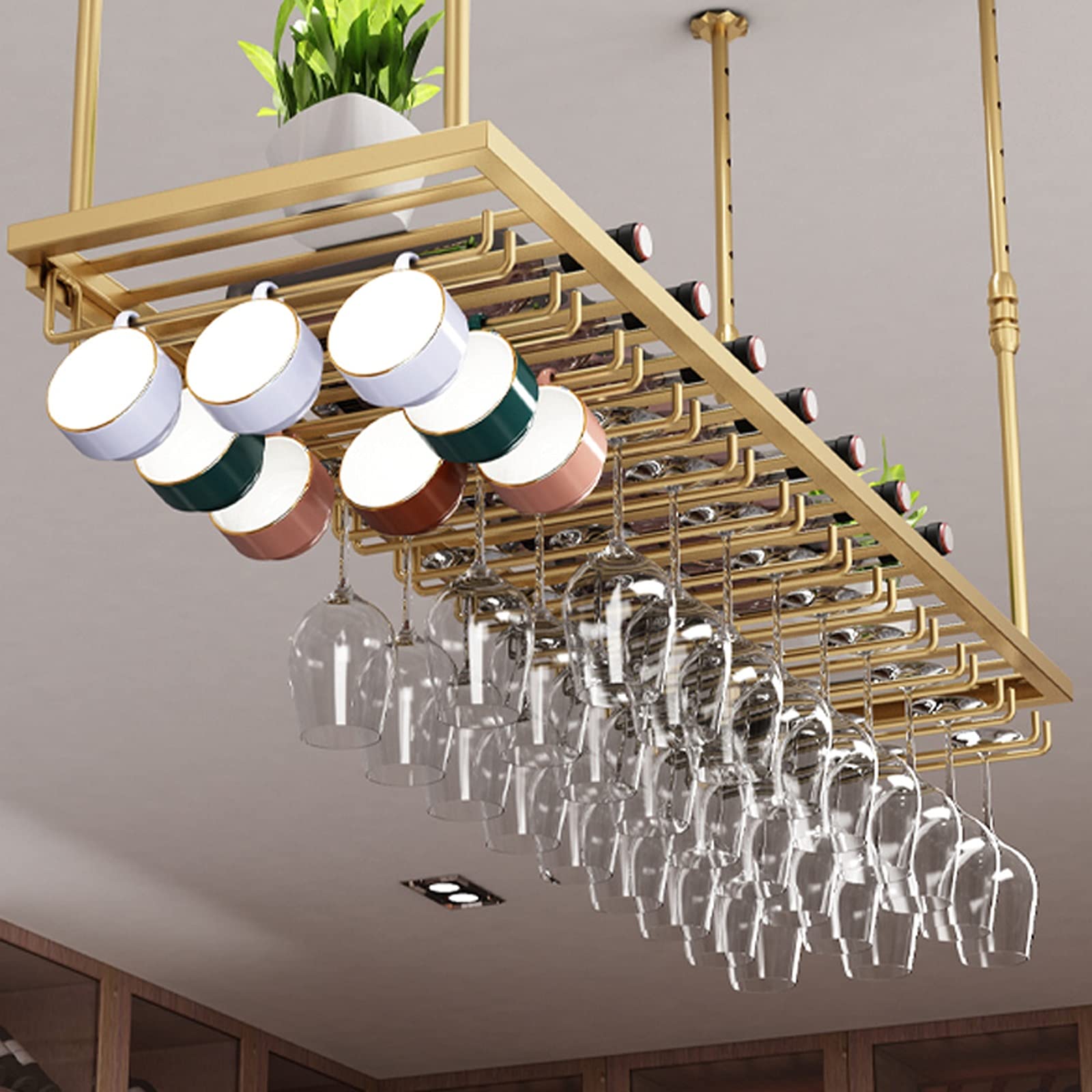 Casier à vin de plafond réglable étagère suspendue gobelets bistrot
