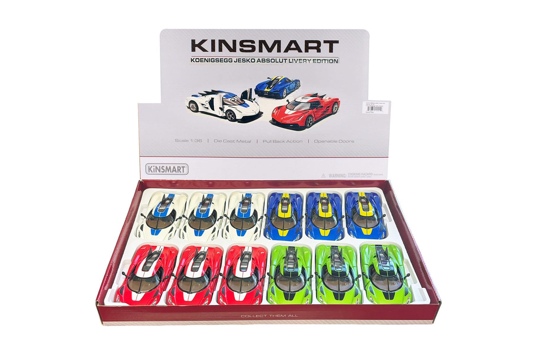 Box of 12 Koenigsegg Jesko Absolut Livery Edition, ASSTD 5473DF - 1/36 Scale Diecast Mode…