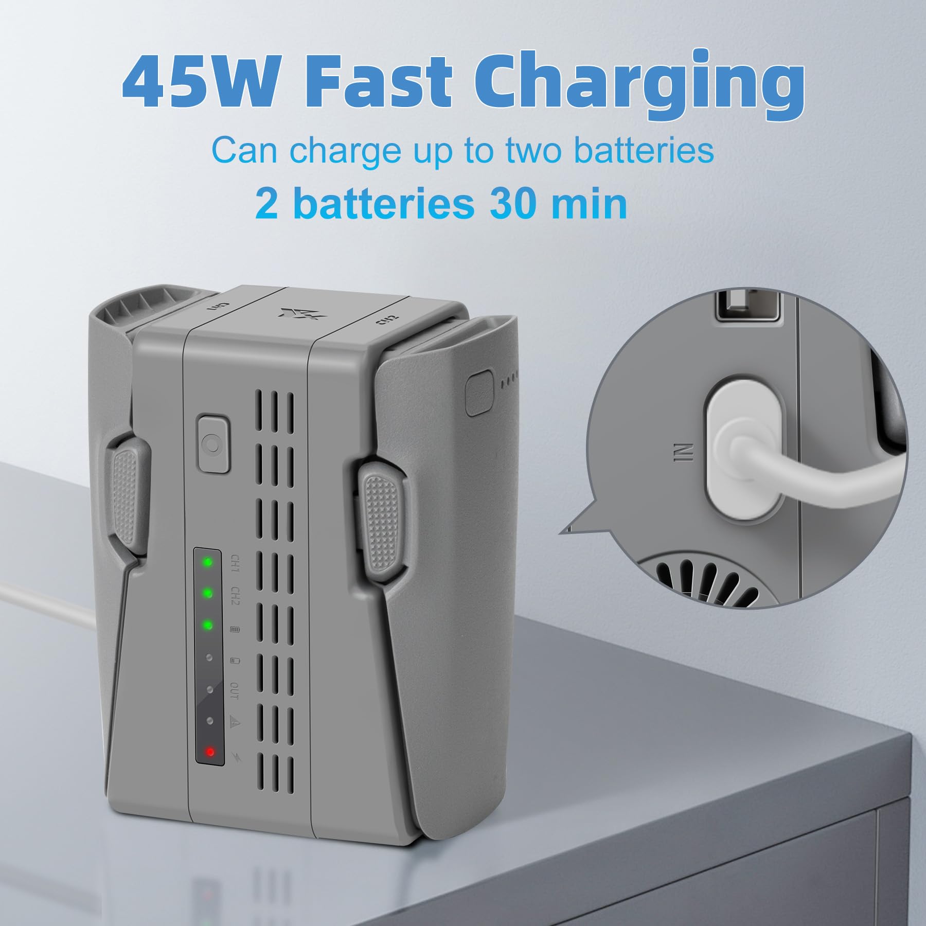 Chargeur de batterie 45 W avec charge de stockage pour drone DJI Neo 2, hub de charge bidirectionnel bidirectionnel, charge rapide deux batteries accessoires