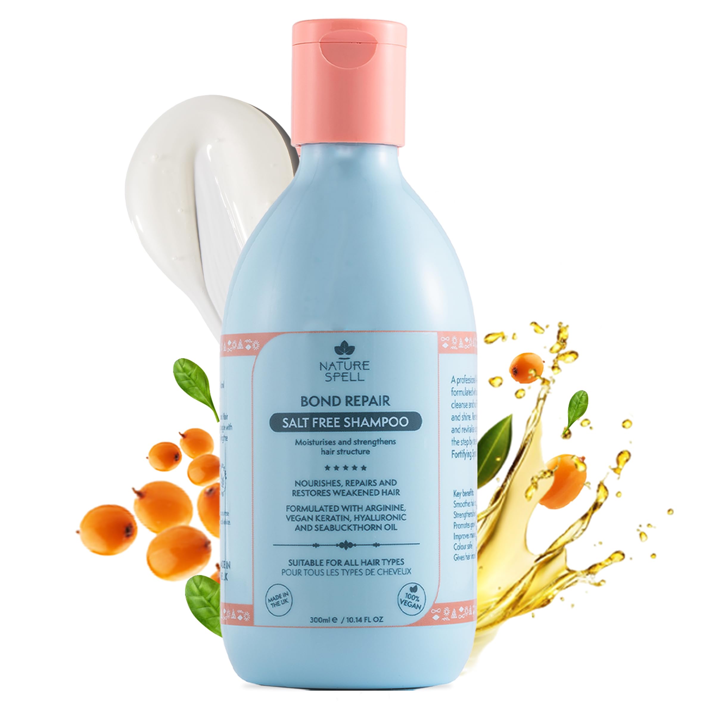 Bond Repair Shampoo for Dry & Damaged Hair, Sulfate & Paraben Free, Repairs & Nourishes with Vegan Keratin & Hyaluronic Acid, Color Safe, For All Hair Types, Vegan, 10.14 fl oz