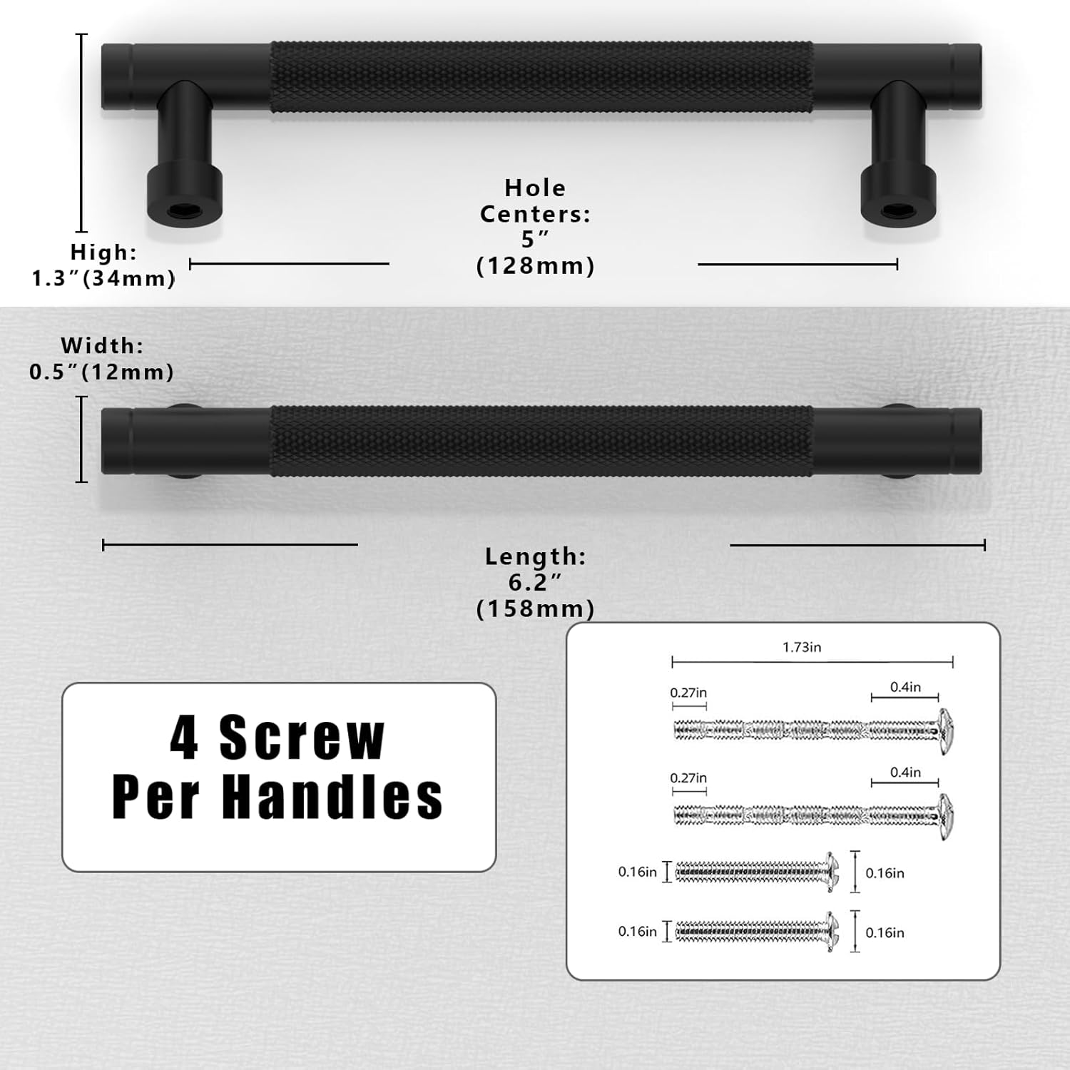 10 Pack Champagne Bronze Knurled Cabinet Pulls 5 Inch(128mm) Kitchen Cabinet Handles Solid Zinc Alloy Cabinet Hardware Drawer Pulls