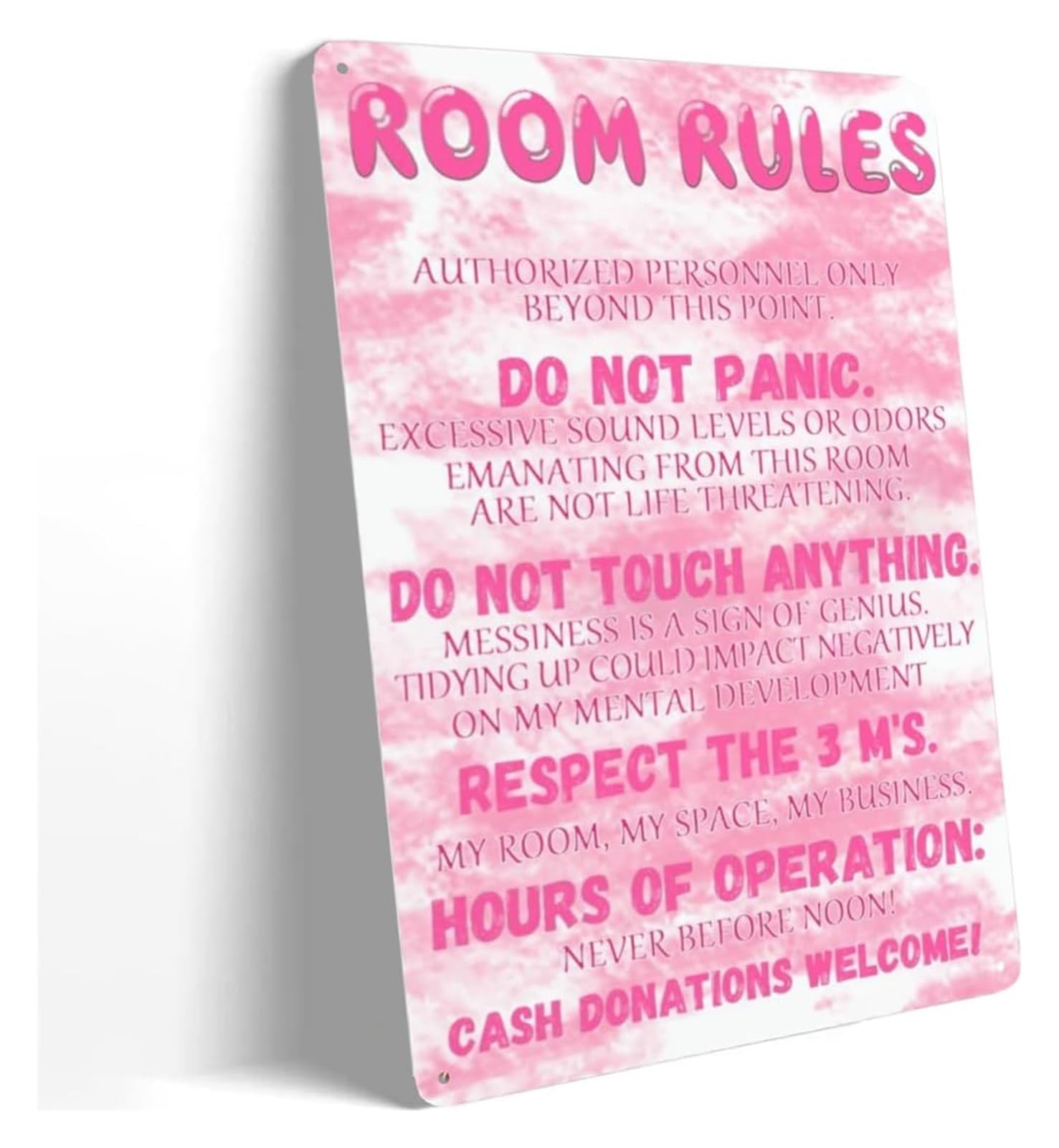 AUOQKQUT Room Rules Sign Metal Tin Sign Cute Teen Girl Bedroom Decor Aesthetic Wall-Art for Girls Room Dorm Decor 8 X 12 inch