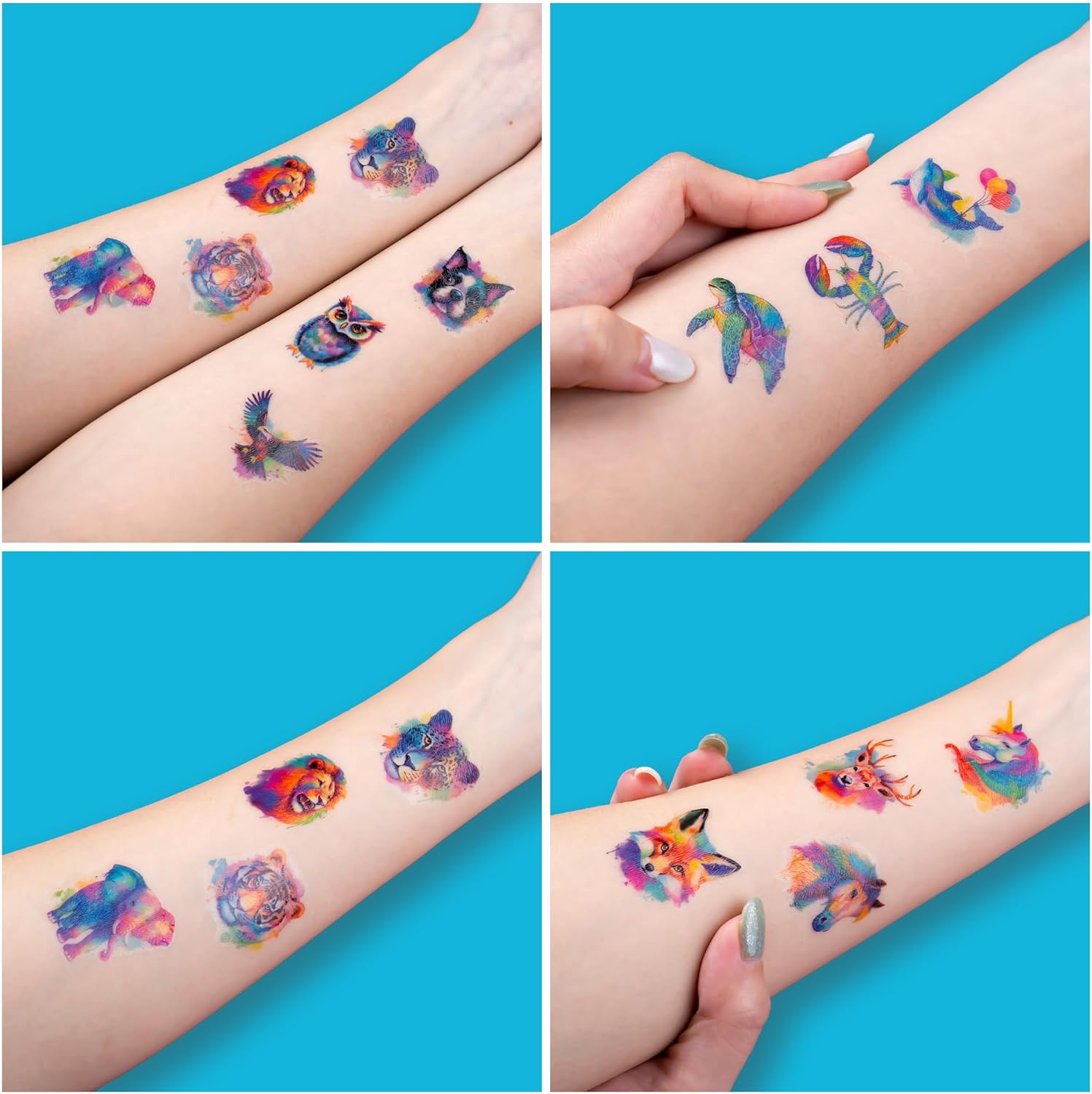 96 PCS Watercolor Animal Pre-Cut Temporary Tattoos for Kids | Super Cute Themed Birthday Party Favors, Supplies, Decorations, Animal Fake Tattoo Stickers, School Rewards Prizes & Gifts Boys & Girls - Image 5