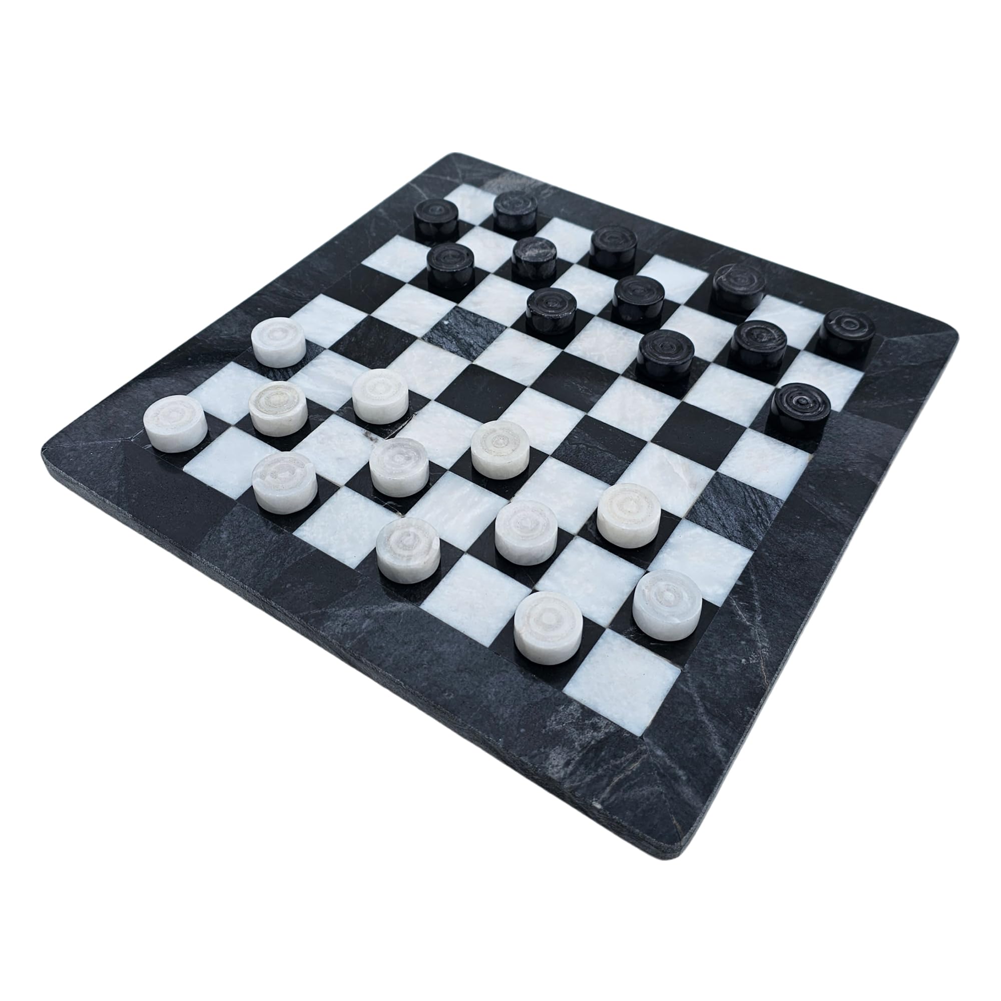 Jeu de 24 pierres pour femme en marbre - 36,5 cm - Avec 24 pierres - Couleur : noir et blanc - Gris - Produit naturel fait à la main - Idée cadeau
