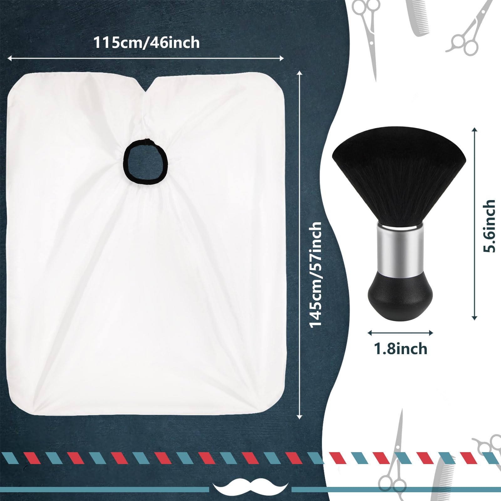 Professioneller Friseurumhang Leoparden-Salon-Haarschneideumhang mit verstellbarem Ausschnitt und Hals, Staubwedel, Bürste, Barber Shop Supplies 117 x 137 cm