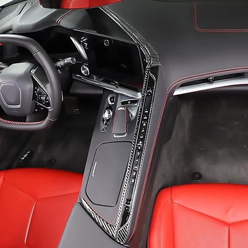 Miniatura 4 de Cubierta de la caja de almacenamiento del panel de cambio de engranajes de control central, calcomanías de fibra de carbono suave para Chevrolet