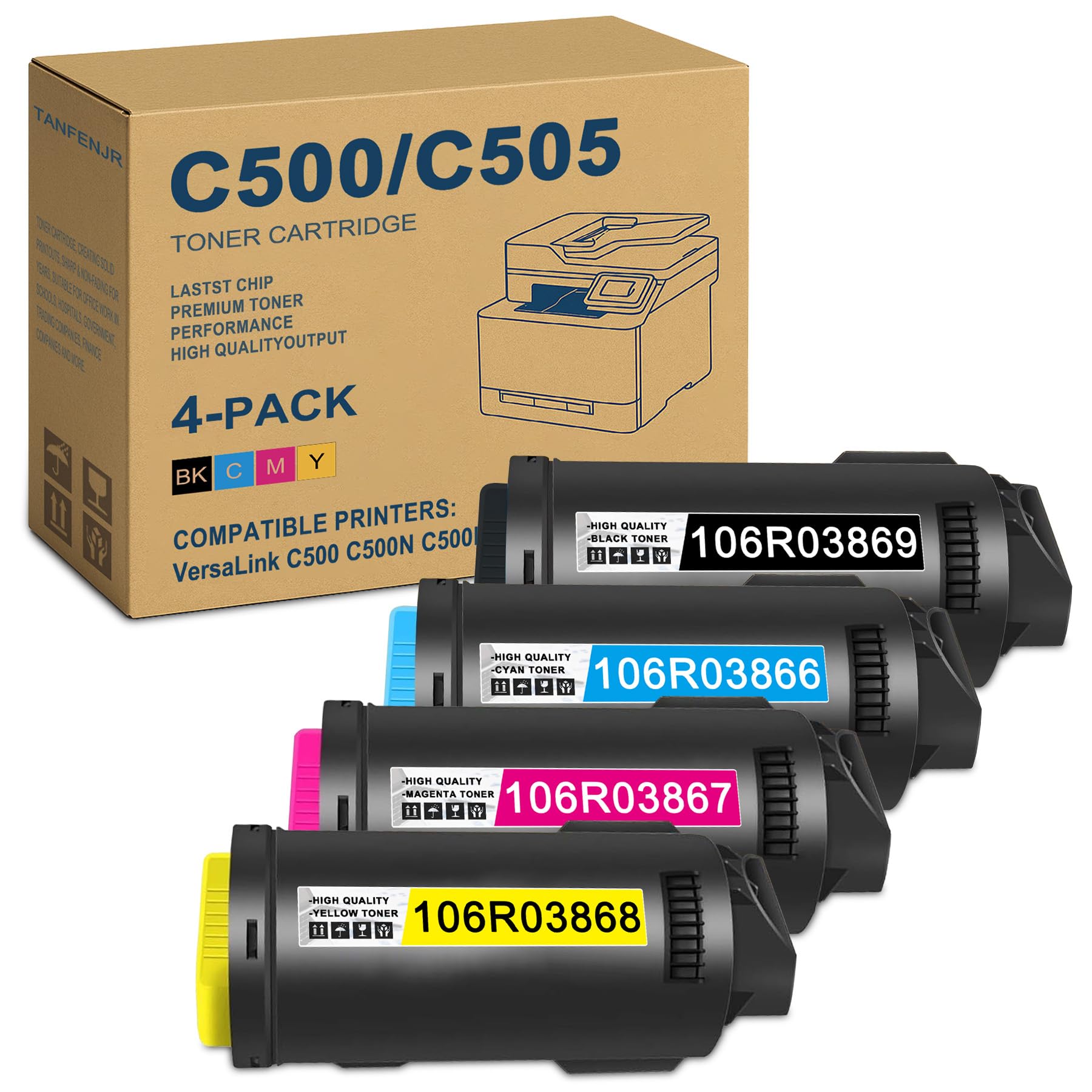 VersaLink C500/C505 Extra High Capacity toner Cartridges - 106R03869 106R03866 106R03867 106R03868 Replacement for Xerox VersaLink C500 C500N C500DN