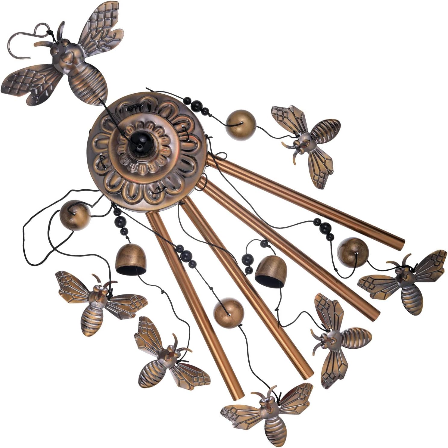 Bronze Bee Wind Chimes - Garden, Home & Patio, Balconies, Room, Indoor, Outdoor Decoration, Bee Decor, Outdoor Bees Wind Catcher, Memorial Wind Bells Gifts for Mom & Women