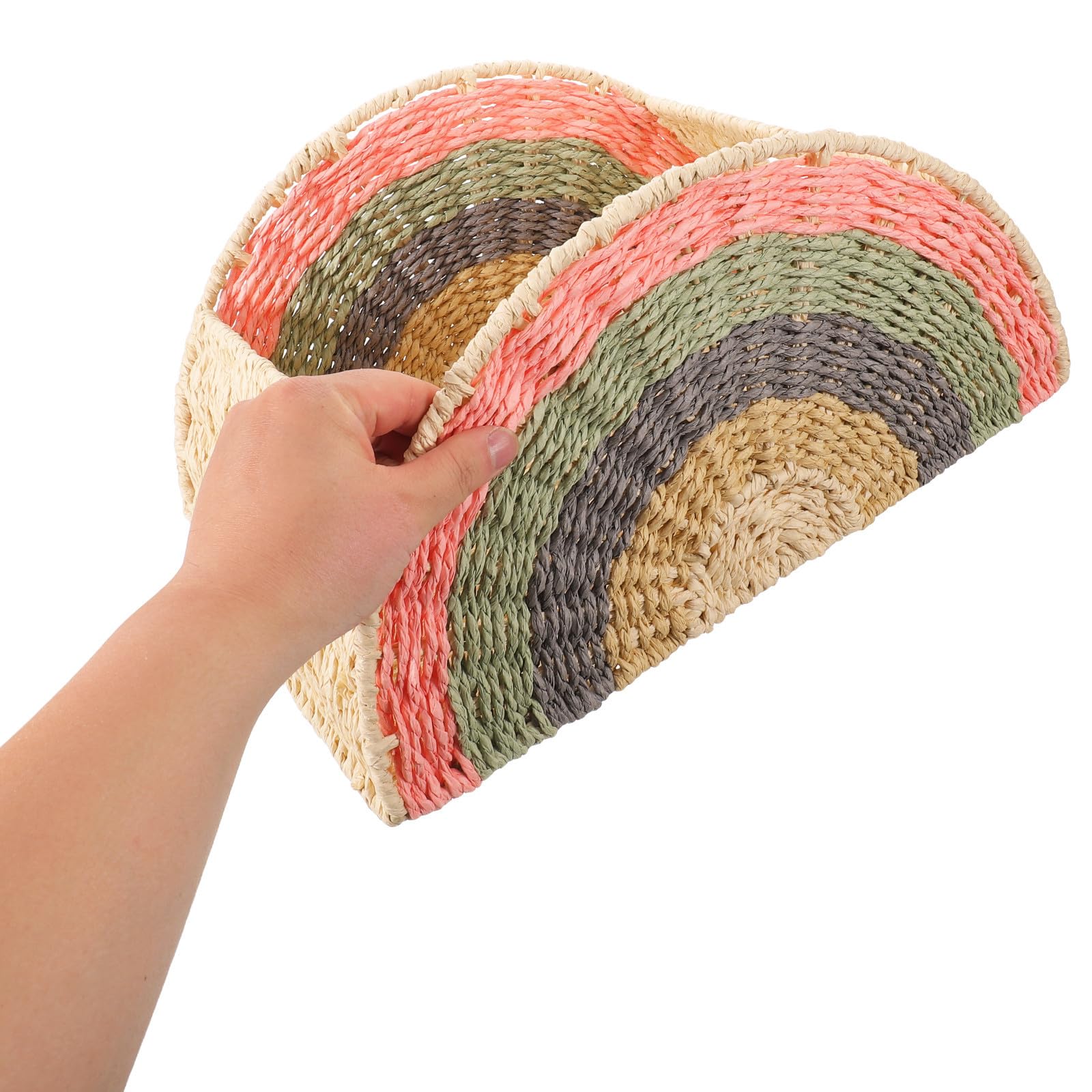 SHINEOFI Cesto Portaoggetti Decorativo a Forma di Arcobaleno in Corda di Carta e Metallo, Facile da Pulire Ampio Spazio per Ufficio e Soggiorno