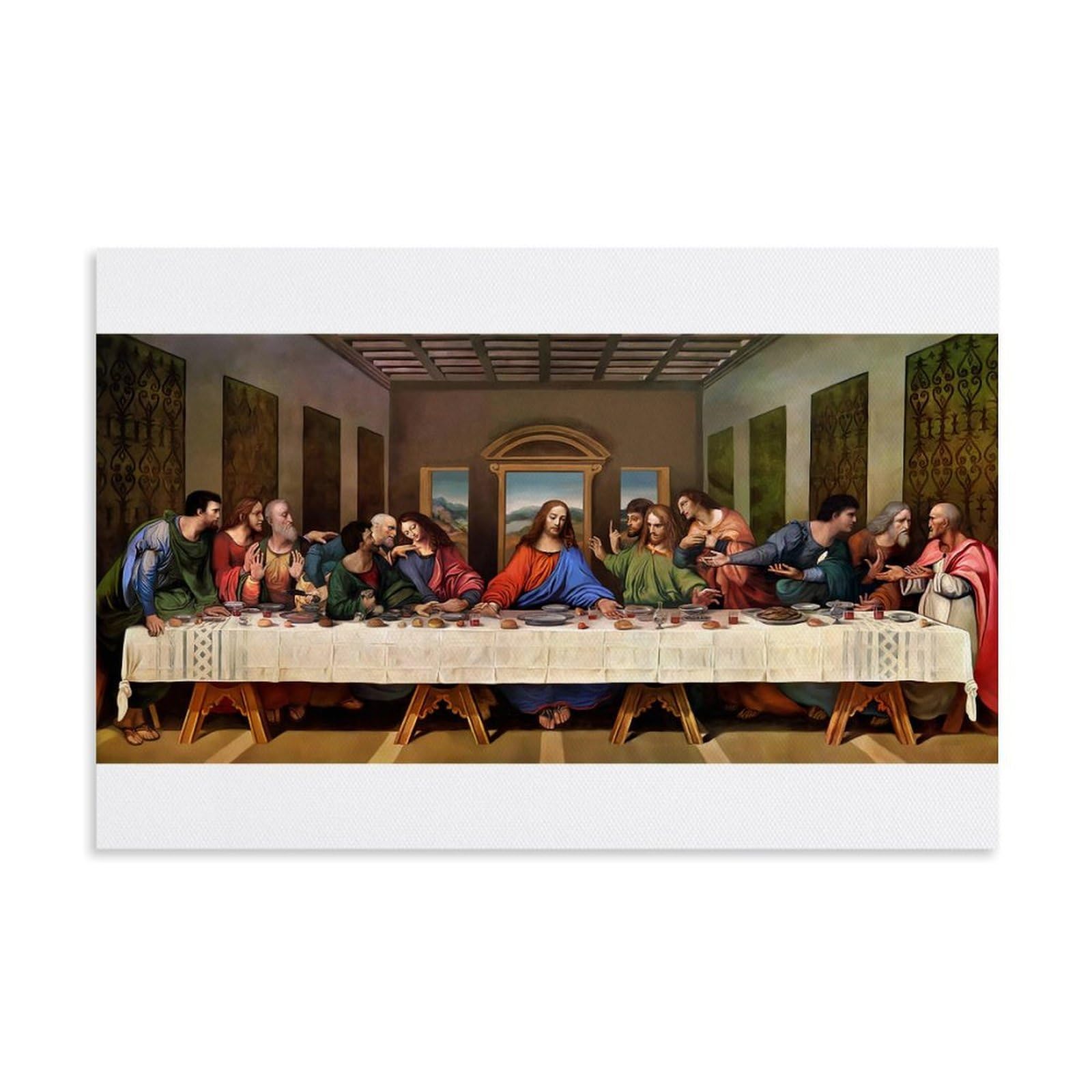 Renaissance Wall Art Prints - The Last Supper by Leonardo Da Vinci, Religious Scene with Jesus And Disciples Poster Wall Art Picture Painting Canvas Prints Artworks Bedroom Living Room Decor Unframe 1