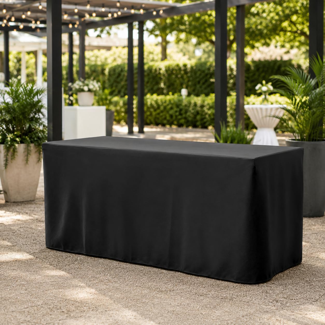 Surmente Mantel rectangular de poliéster de 6 pies para mesas rectangulares para bodas, banquetes o restaurantes (negro, paquete de 5)