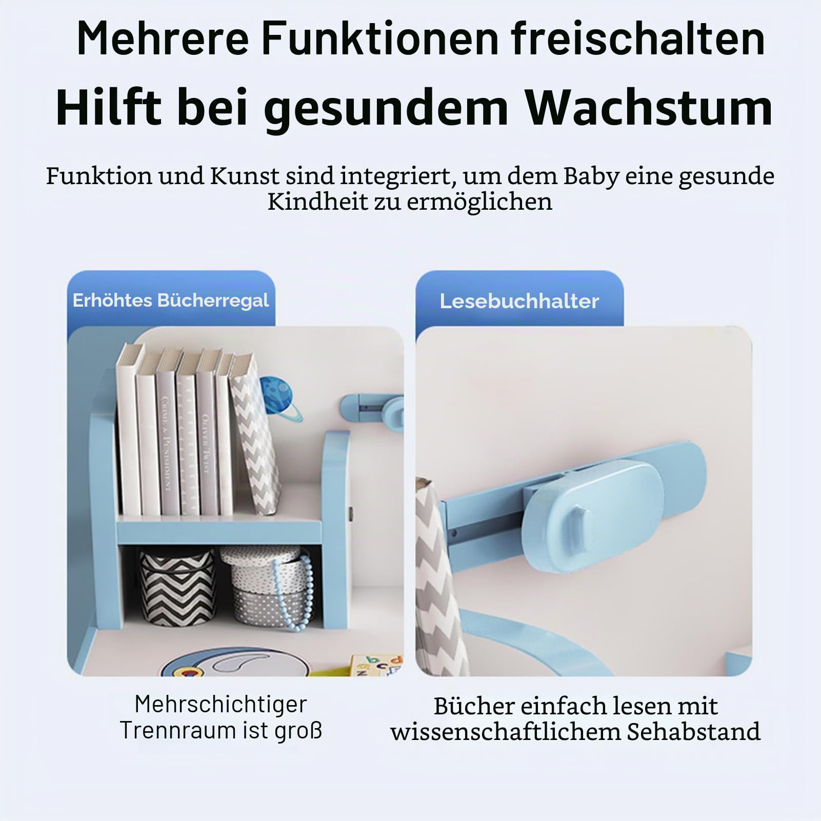 ohfruit Kindertisch und Stühle, einfache Montage, höhenverstellbar (65 bis 71 cm), Kinderschreibtisch mit großer Schreibtafel, ergonomischer Lerntisch und Stuhl-Set für Mädchen, ideal für Hausaufgaben