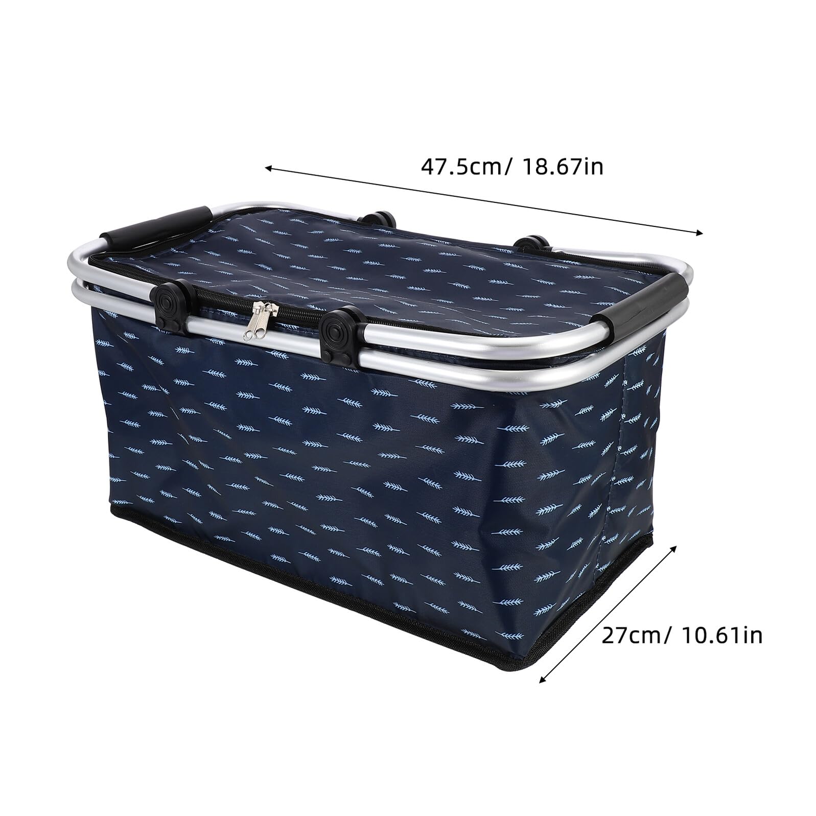 FOMIYES Paquet Isotherme 30l Portable pour Repas à Emporter, Grand Paquet de Pique-niques Bleu Motif Plume, Maintien Chaud Frais, Glaciere Souple pour Livraison et Usage Extérieur