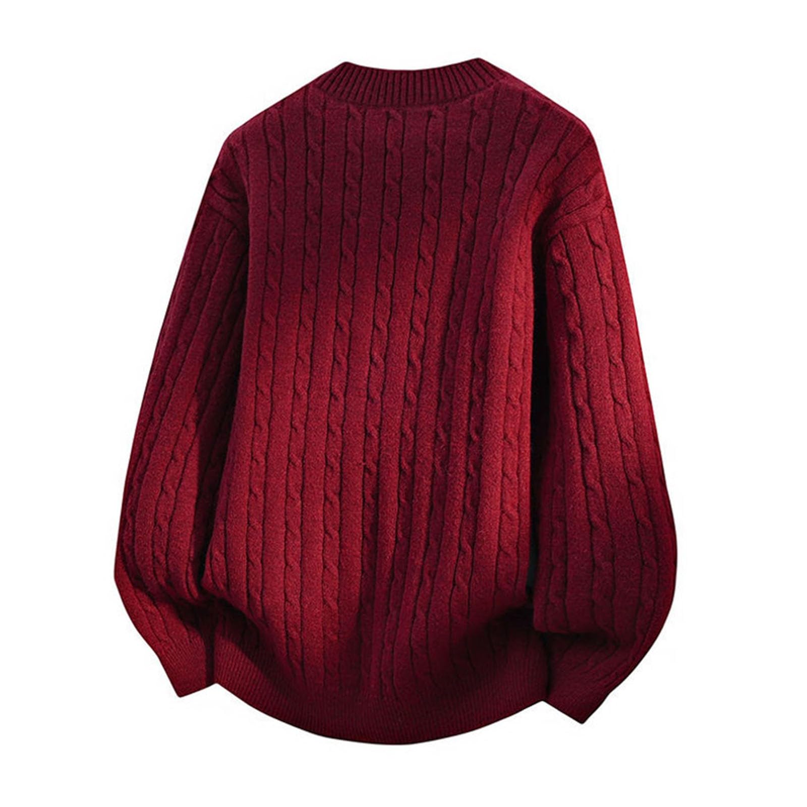 Suéter de punto grueso, abrigo de cuello redondo de moda, jersey de gran tamaño, suave, cálido, mezcla de invierno, ropa informal cómoda.