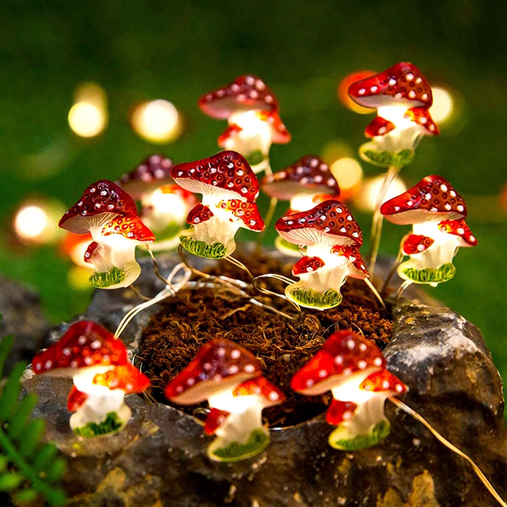 DINOWIN Mushroom Decor Lights Mushroom Lights String Battery Operated with Dimmable Remote Timer 8 Mode LED Fairy Lights for Fall Decorations, Wedding, Bedroom, Thanksgiving Christmas (Mushroom)