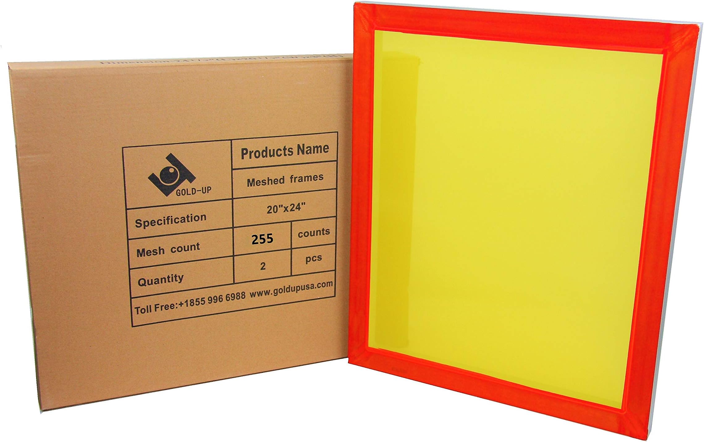 20 x 24 Inch Pre-Stretched Aluminum Silk Screen Printing Frames with 255 Yellow Mesh (2 Pack Screens)