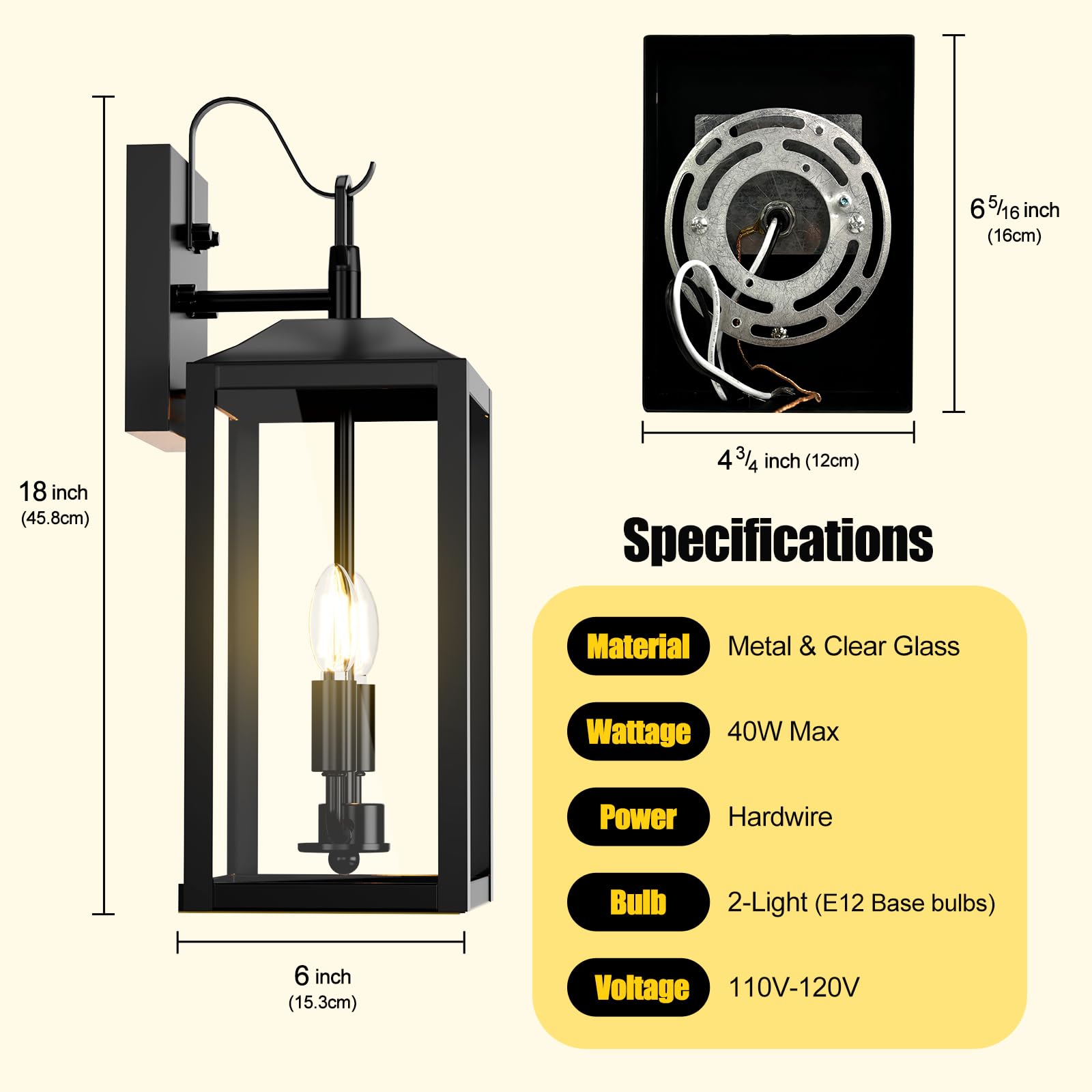 18 Large Outdoor Wall Lights Exterior Waterproof Modern Wall Sconce Light Fixture Industrial Front Porch Light with Clear — view 6