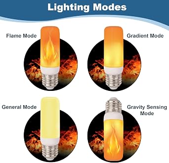 2Pcs 3W E27 LED Flame Light Bulb, Decorative Flickering Fire Lights Bulb