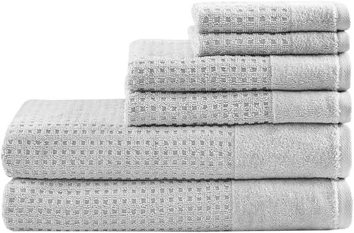 Madison Park Spa Waffle - Juego de toallas de lujo 100% algodón, tejido de gofre de textura premium, altamente absorbente, secado rápido, ropa de