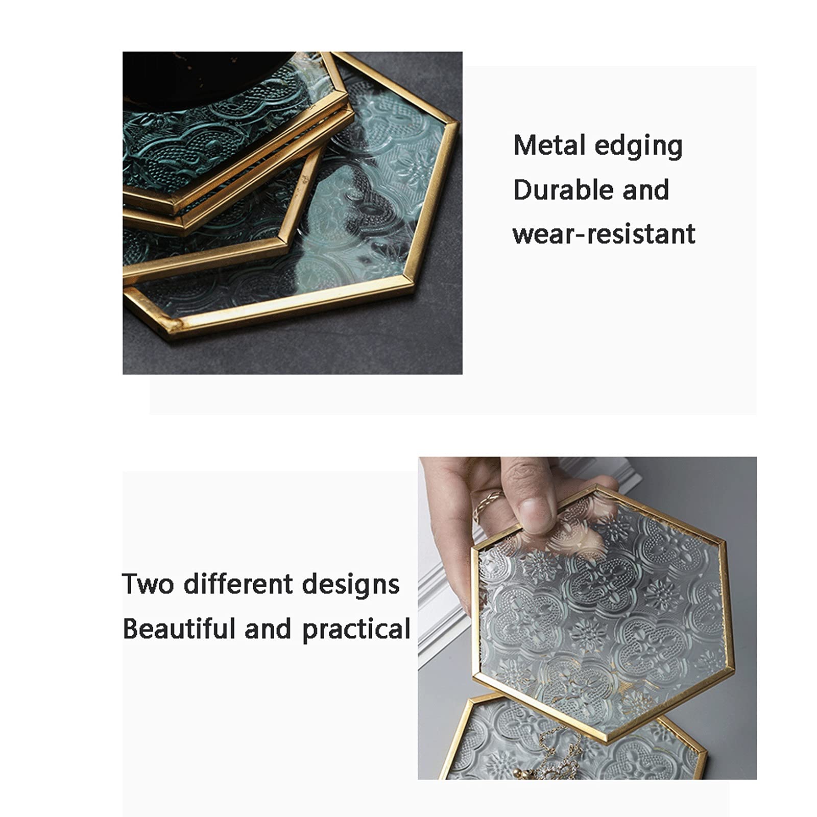 sous-Verre Coaster en Verre 6 Bandes de cuivre Coaster en Verre gaufré, Apparence à la Mode Peut être utilisée comme Tampon d'isolation Thermique for la décoration de Meubles Dessous de Verre (Size :