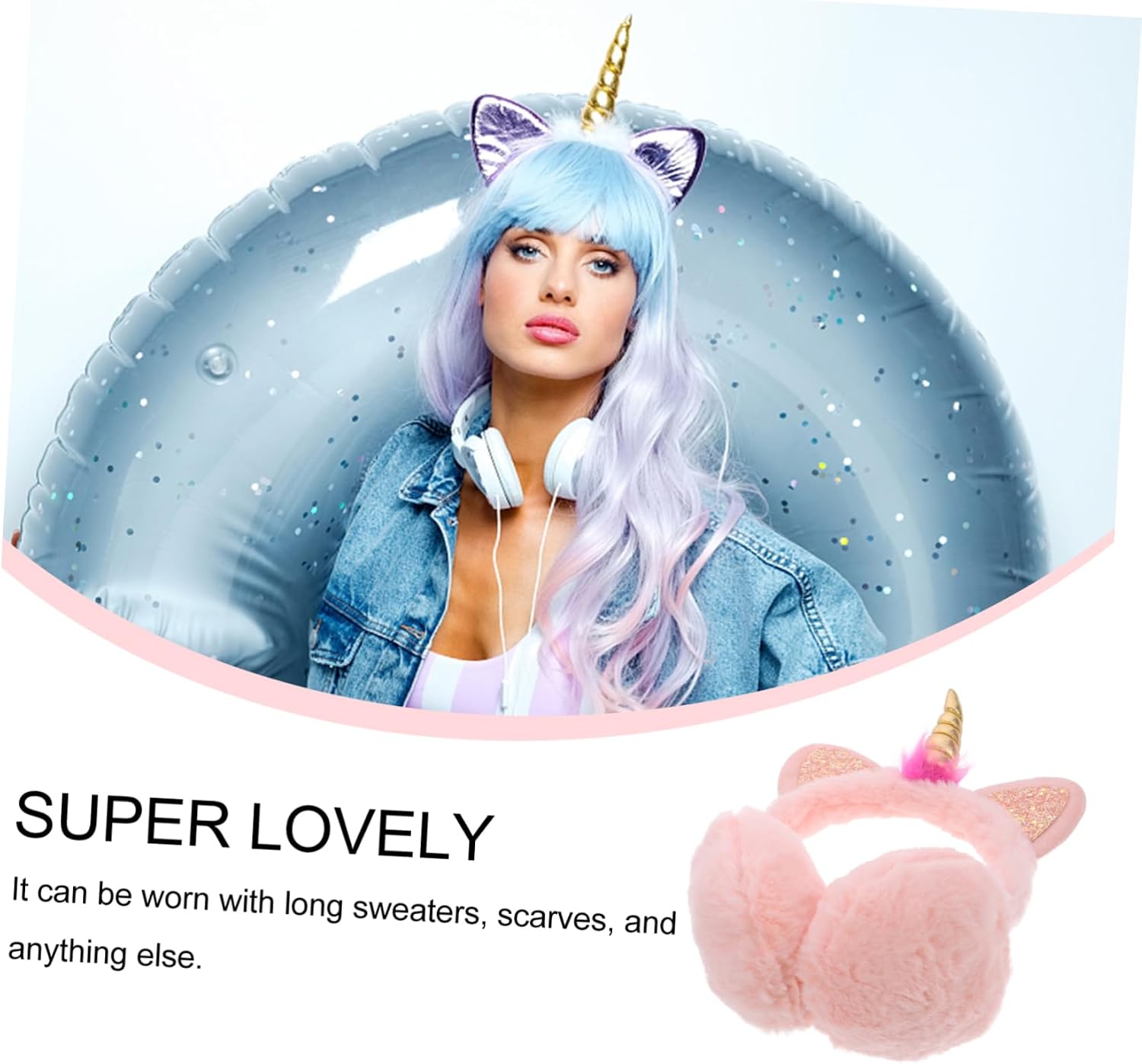 2pcs Cartoon Plush Earmuff for Boys and Girls Headdress Adorable Comfortable Skin-friendly for Outdoor Use Parties