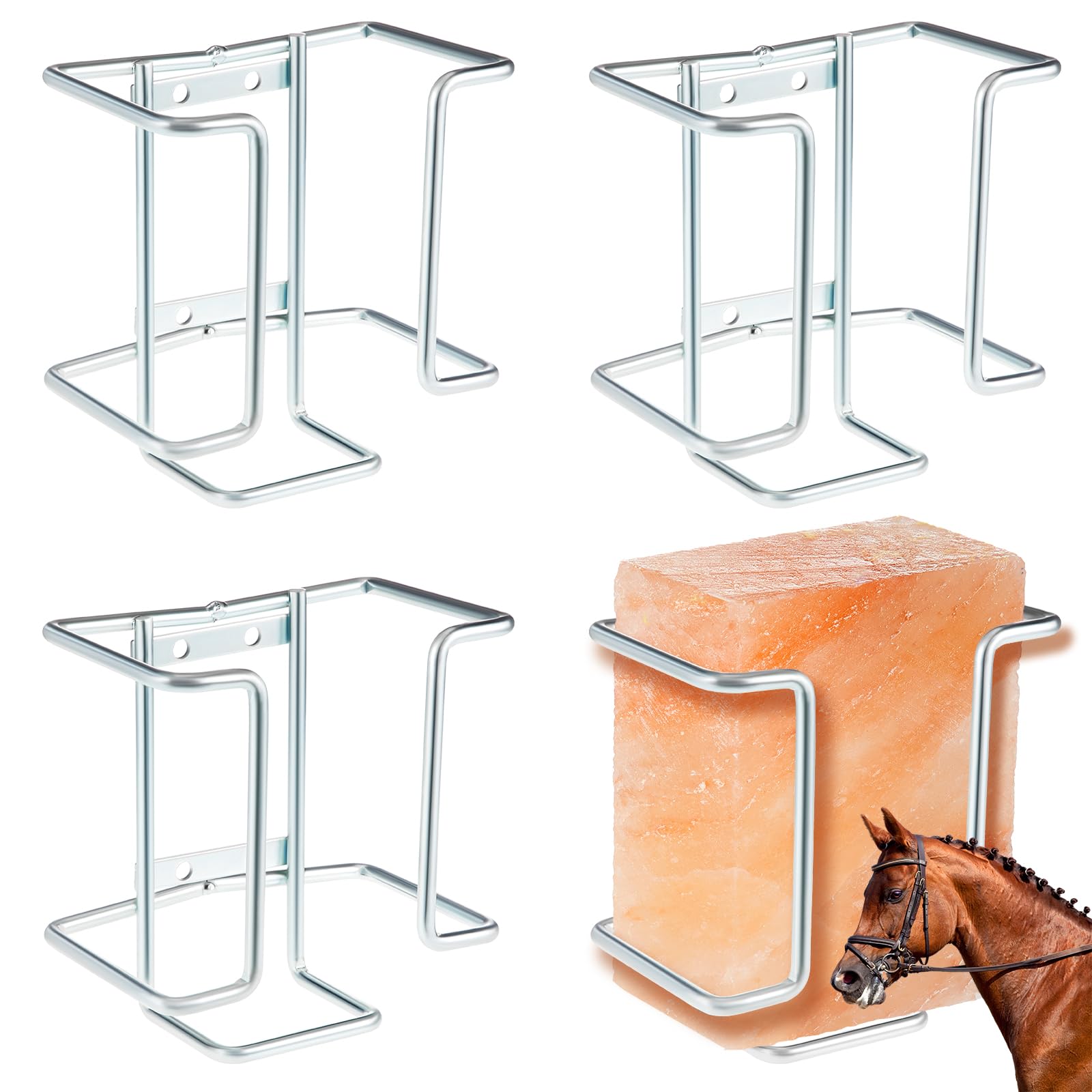 Teenyyou Paquete de 4 soportes para bloques de sal de 4 libras, soporte de bloque de sal y mineral para bloques de ciervo, soporte de alambre para lamer de sal de ciervo, bloque de sal de ciervo,