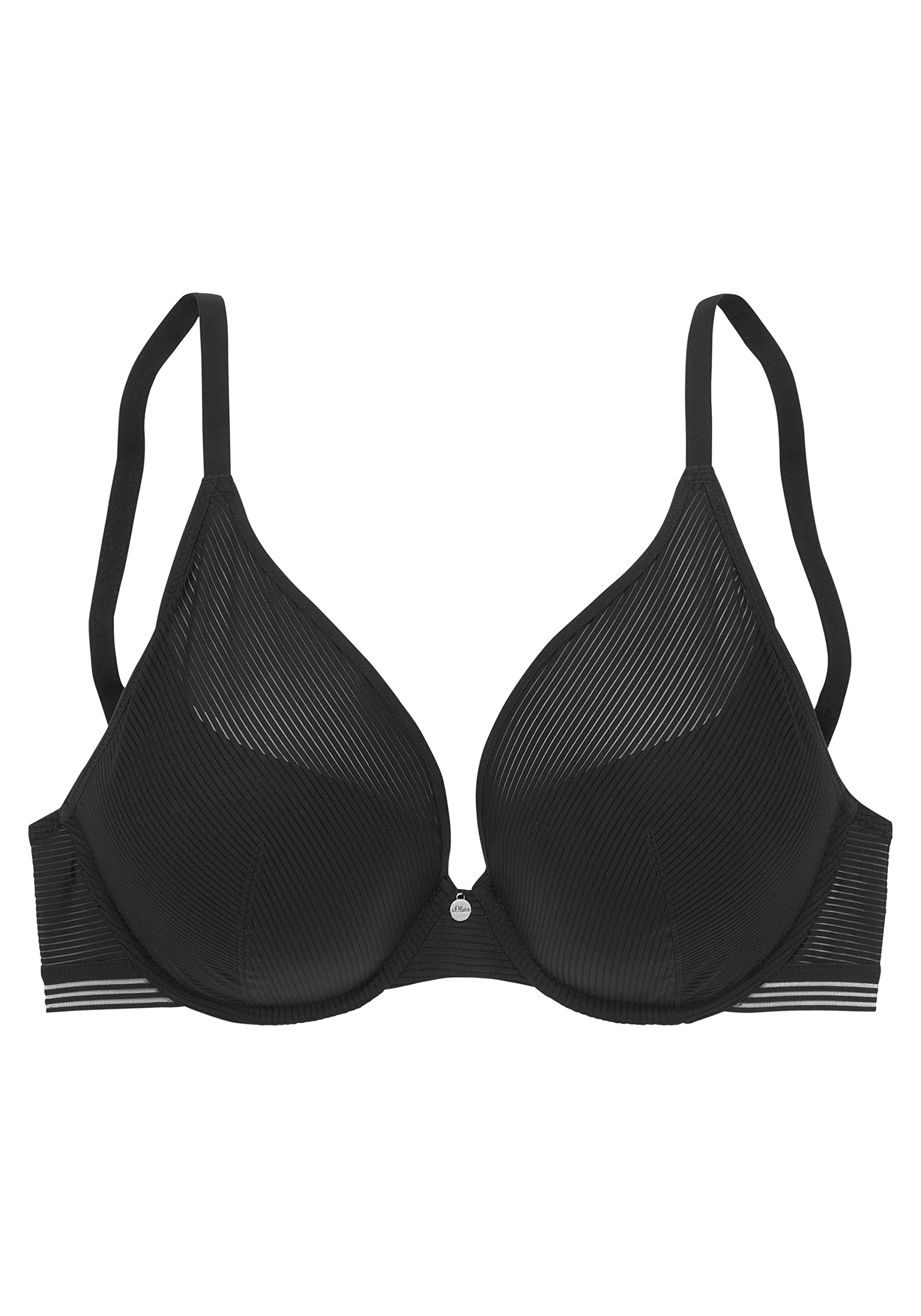s.Oliver Damen Push-up-BH mit Mesh in Streifchen Optik, Metallaccessoire, individuell verstellbar, modisch und komfortabel für jeden Tag