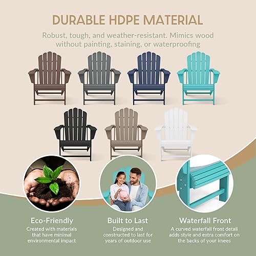 Miniatura 7 de WestinTrends Highland - Silla Adirondack de 3 piezas con portavasos y otomana plegable y juego de mesa, turquesa