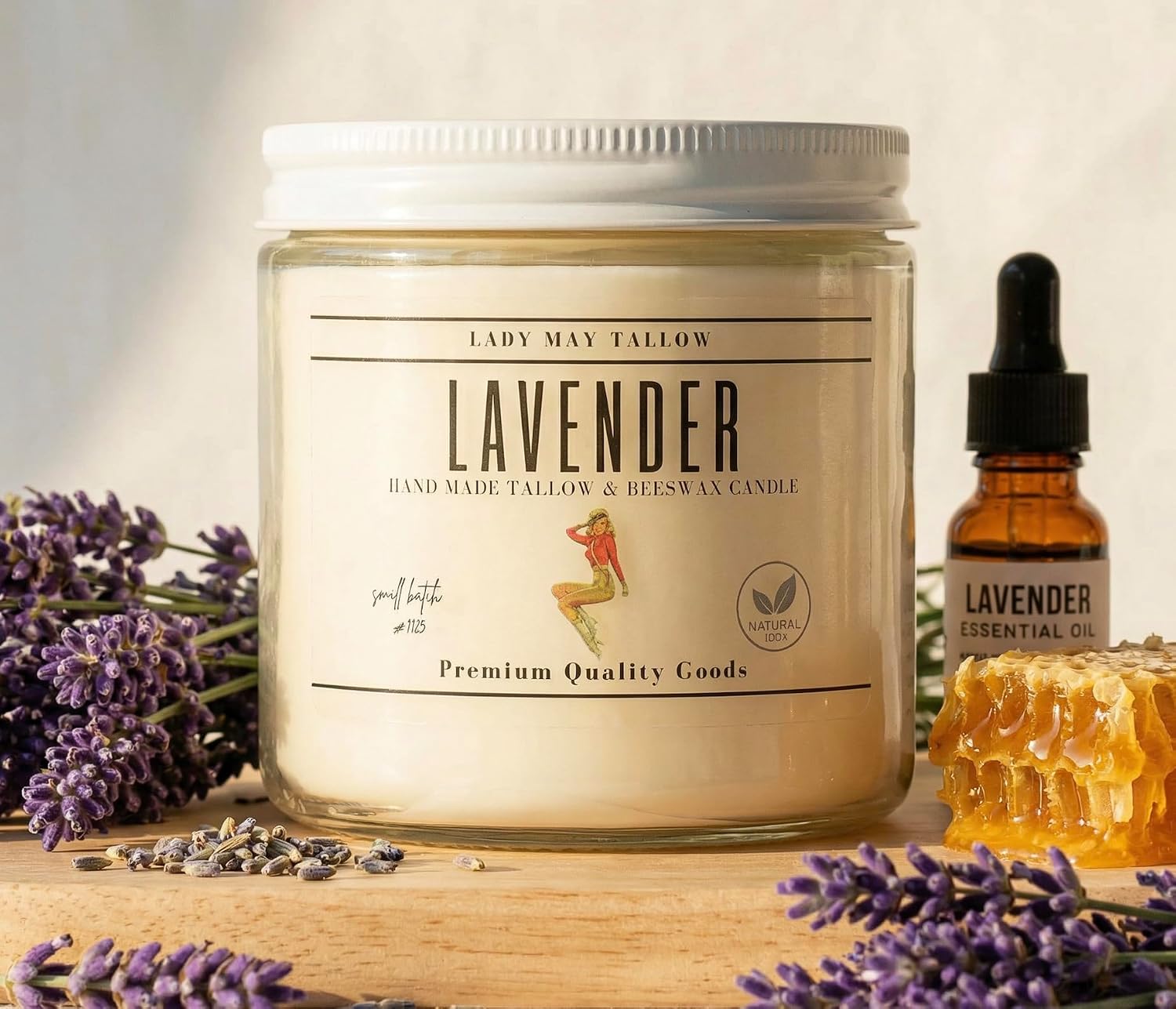 Classic Tallow & Beeswax Candle 16oz | 7 Natural Scents | Non-Toxic Clean Burning (Vanilla Bean)