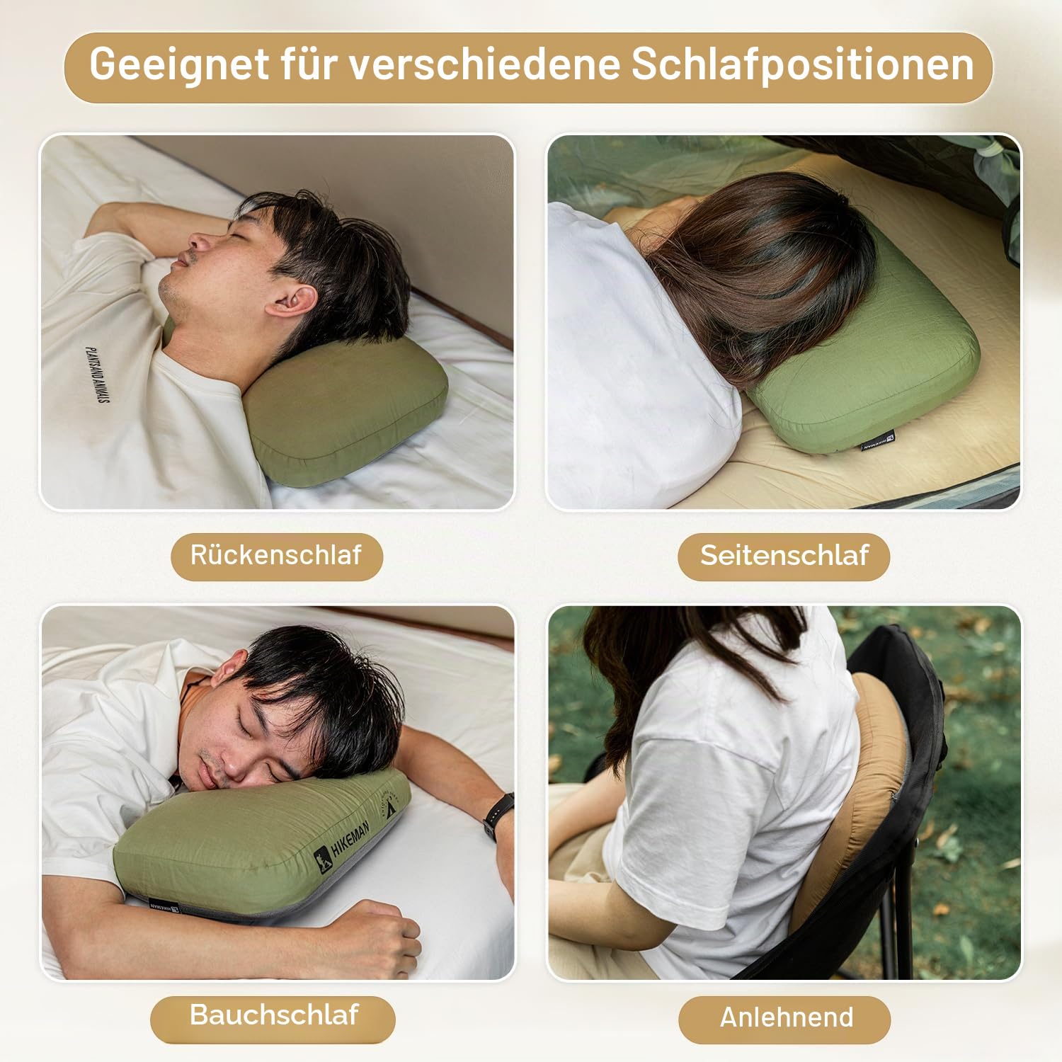 HIKEMAN Camping Kopfkissen Komprimierbar Reisekissen - Ultraleicht Nackenkissen aus Memory-Foam,Strandkissen Kopfkissen für Reise,Wandern,Outdoor (Grau)