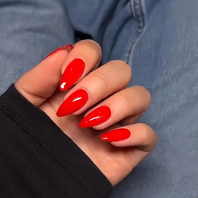 Red Press on Nails - 48 Pcs Almond Medium Acrylic False Nails Set