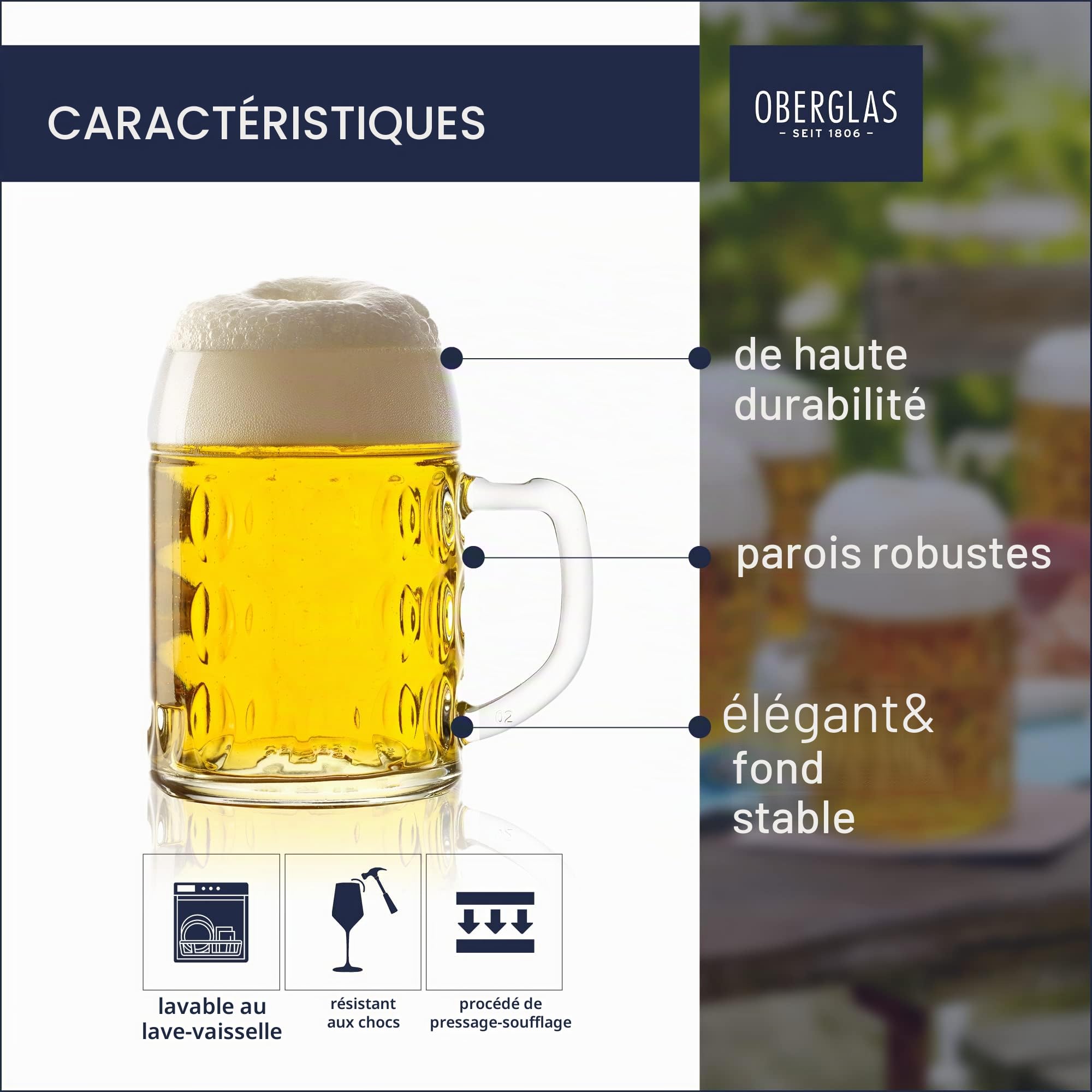 Stölzle Lausitz Oberglas Kaiser chope à bière 0,3l l chope à bière originale Oktoberfest I lot de 6 pièces I verre à bière traditionnel I lavable au lave-vaisselle I haute qualité