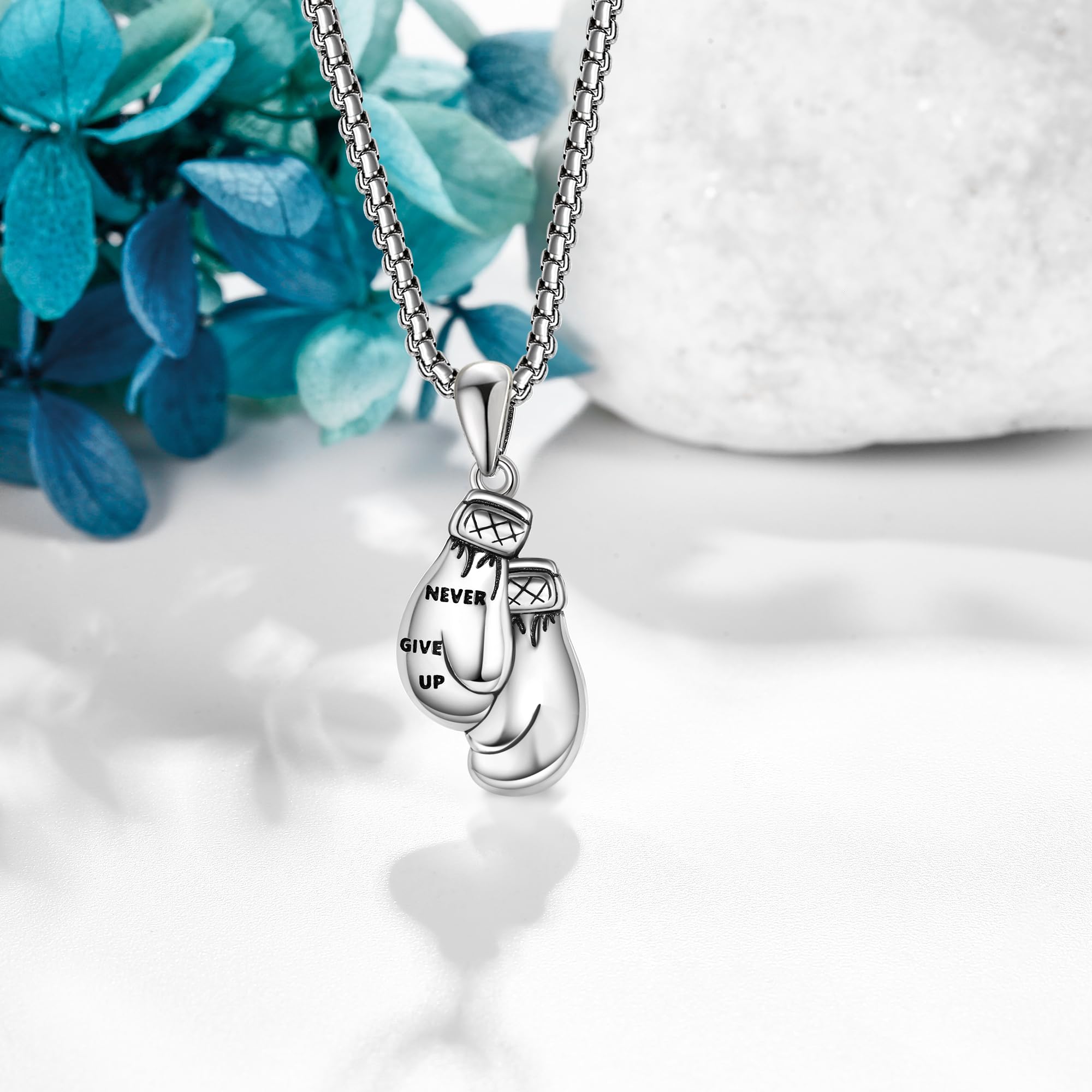 URONE Boxhandschuh Kette 925 Sterling Silber Boxhandschuhe Handschuhe Anhänger Halskette Boxhandschuh Schmuck Geschenke für Herren Männer Damen