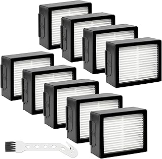 Roomba Filters Replacement for i-Robot Roomba Hepa Filter E I & J Series i3 i3+ i4 i6 i7 i7+ i8 i8+ j7 E5 E6 Robot Vacuum Filter Replacement Parts - 9 pack Roomba Replacement Filters + 1 Brush